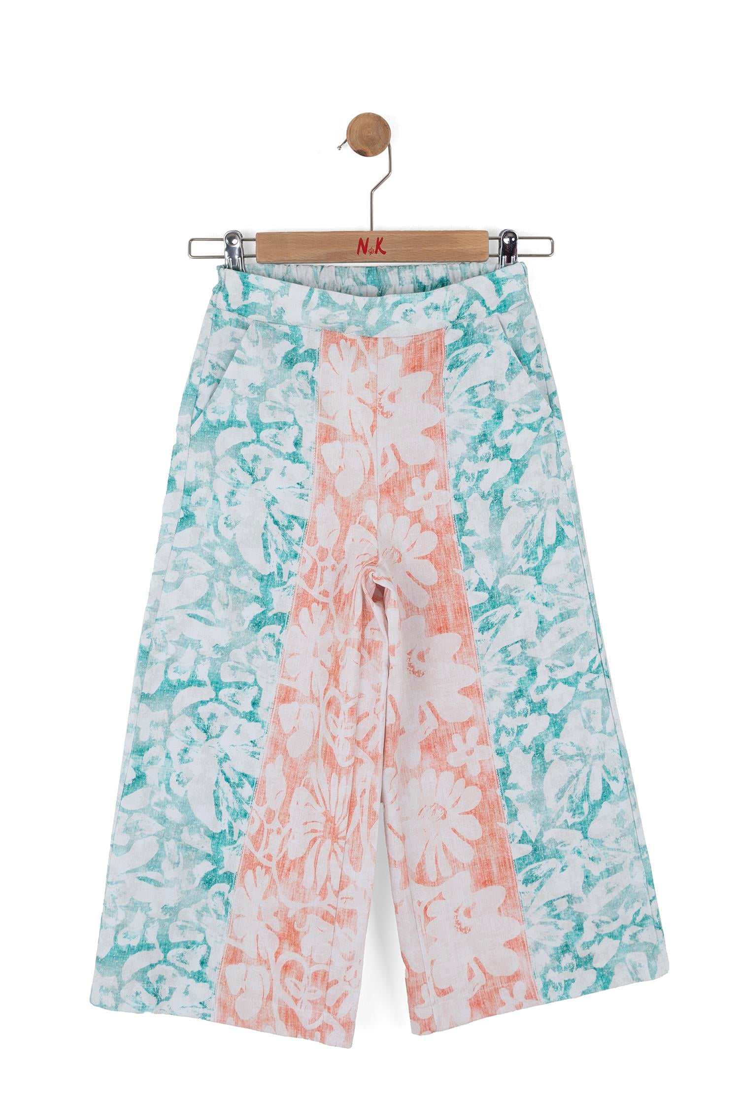 Nk Kids Kız Çocuk 4-8 Yaş Etnik Desen Palazzo Pantolon Mint