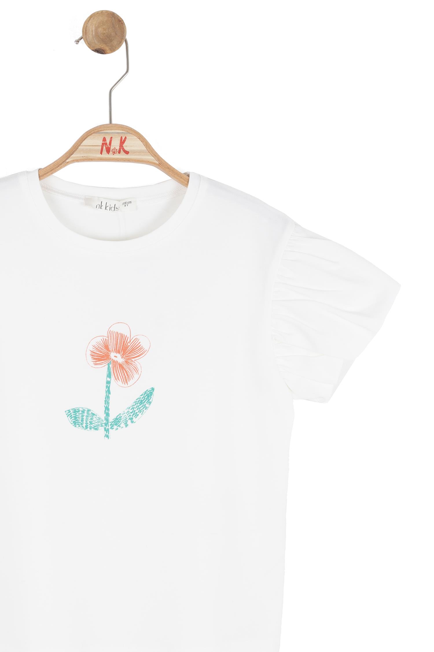 Nk Kids Kız Çocuk 4-8 Yaş Gelincik Baskılı T-shirt Ekru
