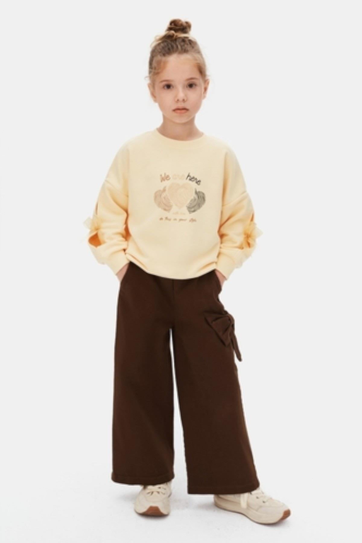 Nk Kids Kız Çocuk 4-8 Yaş Kalp Baskılı Sweatshirt Somon