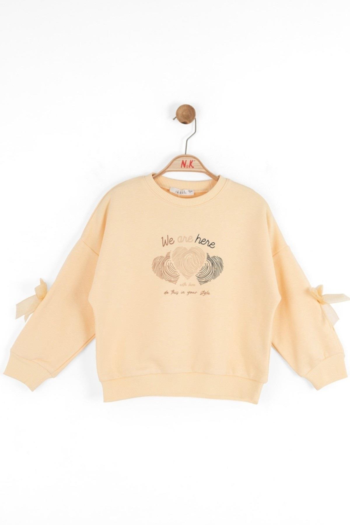 Nk Kids Kız Çocuk 4-8 Yaş Kalp Baskılı Sweatshirt Somon