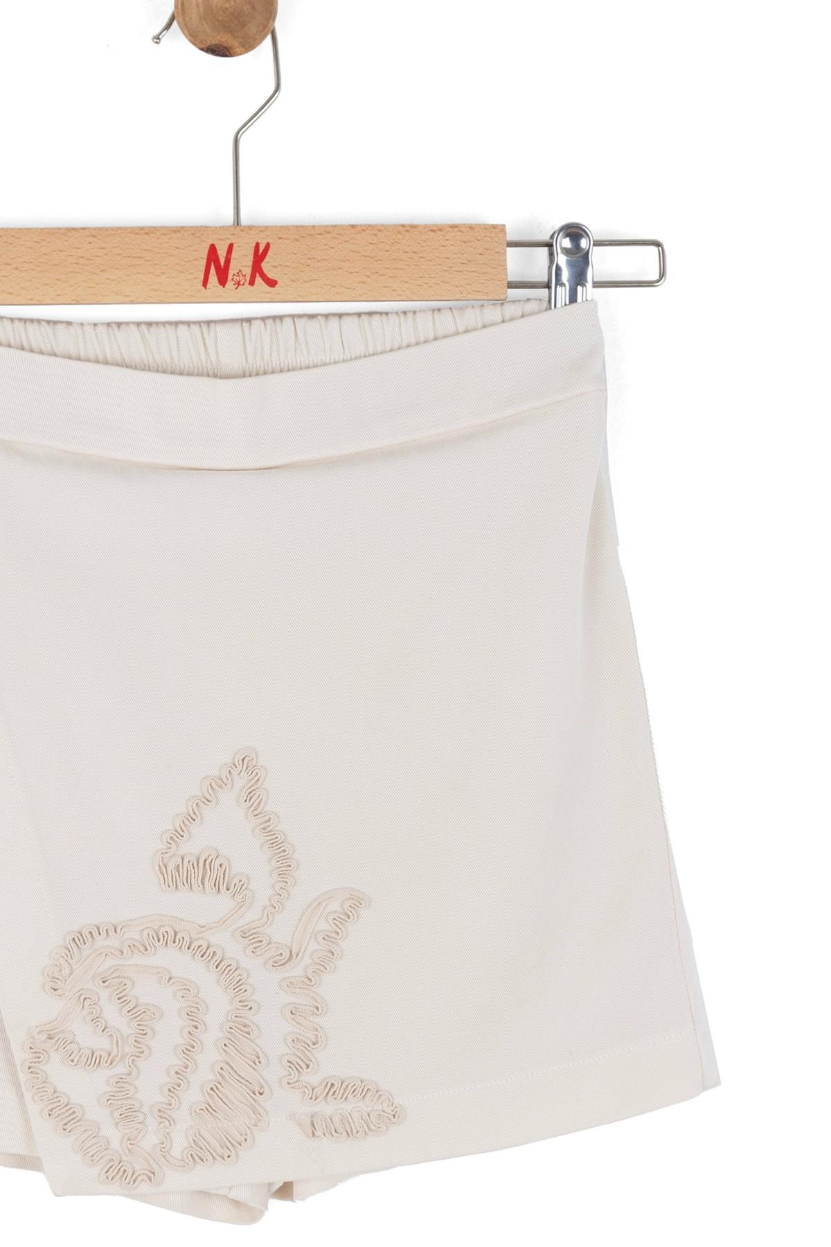 Nk Kids Kız Çocuk 4-8 Yaş Tensel Kumaş Motifli Şort Etek Krem