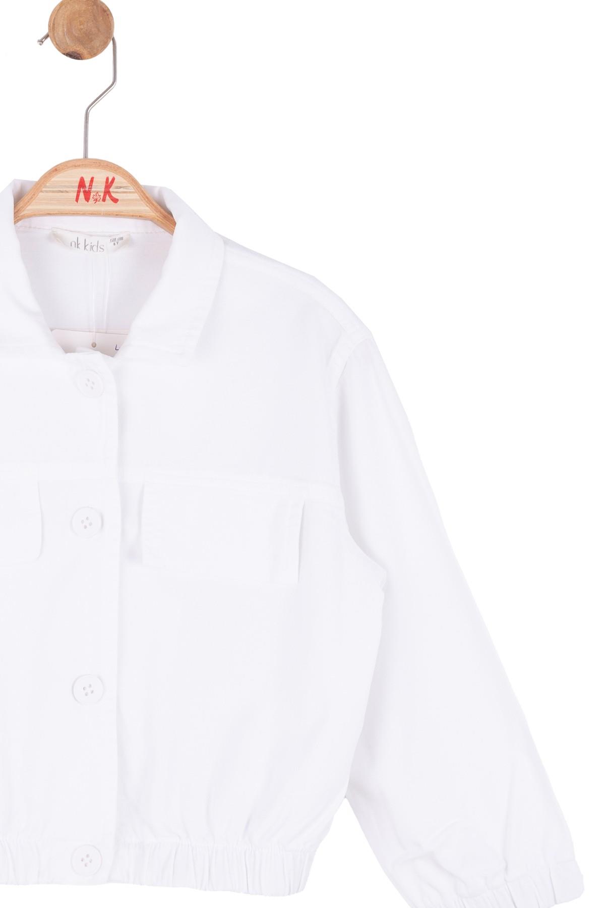 Nk Kids Kız Çocuk 4-8 Yaş Tensel Kumaş Mevsimlik Ceket Beyaz