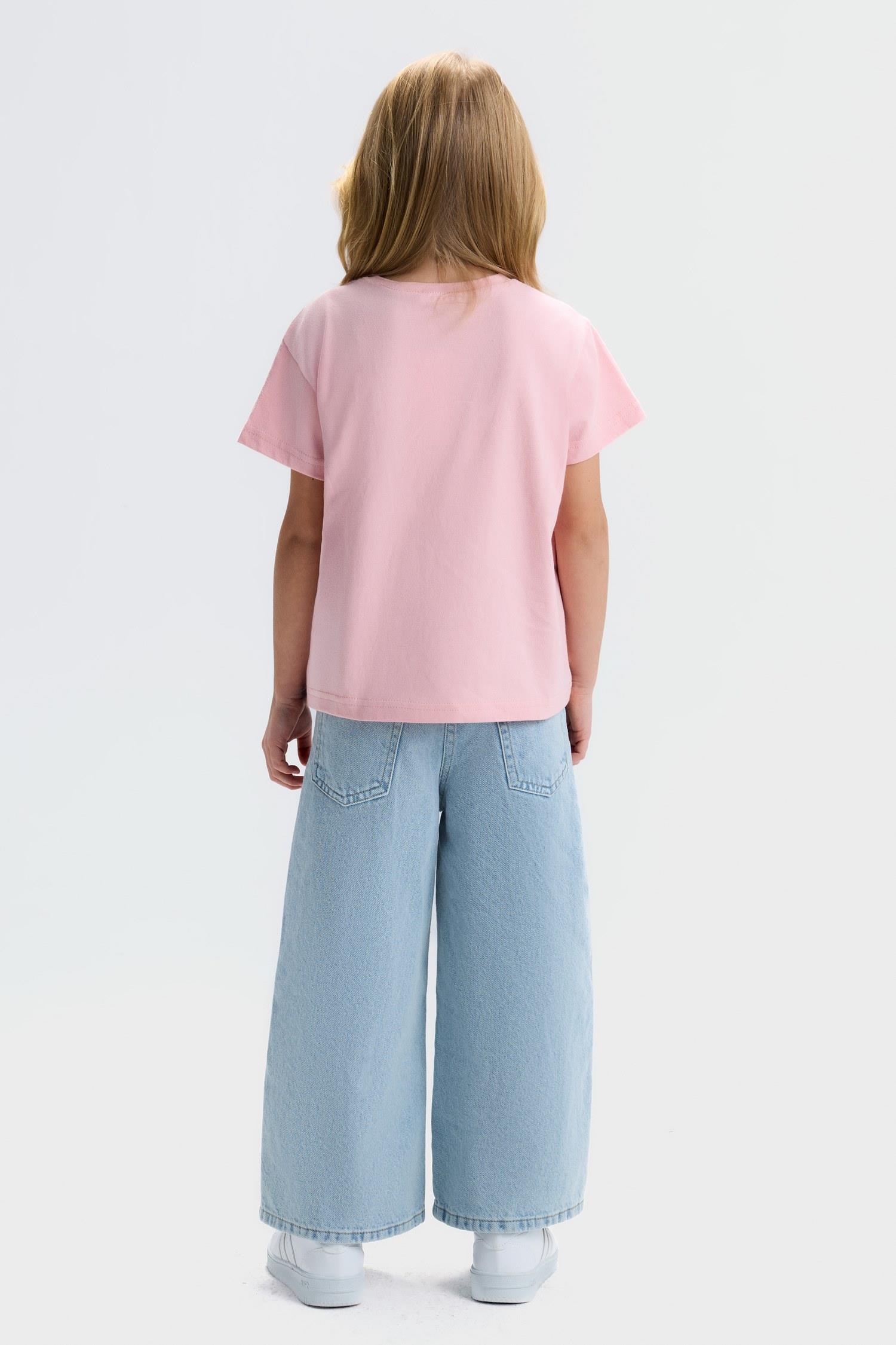Nk Kids Kız Çocuk 4-8 Yaş Üç Boyutlu Gül Detaylı T-shirt Pembe