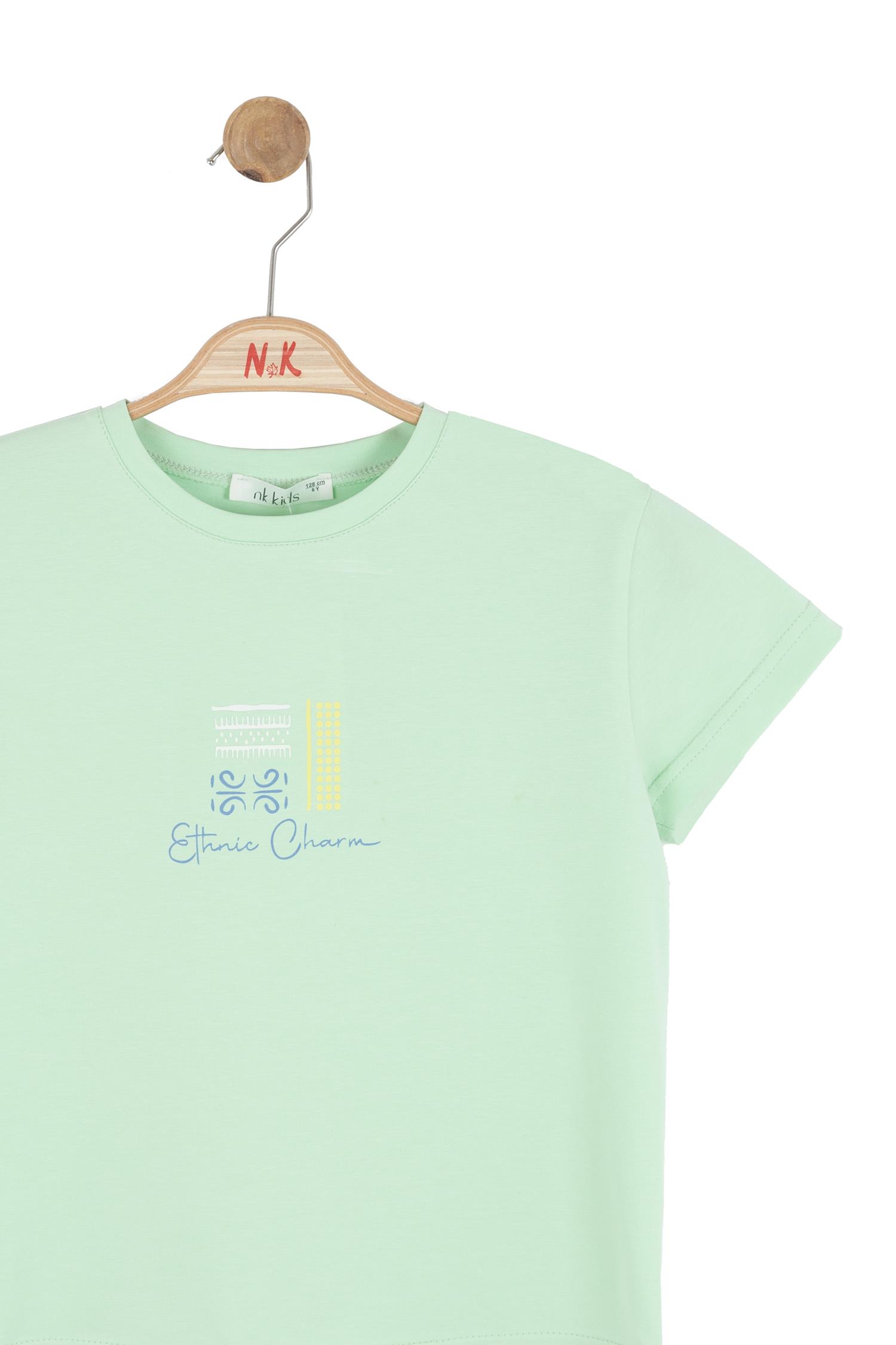 Nk kids Kız Çocuk 8-14 Yaş Baskılı Kısa Kol T- Shirt Mint