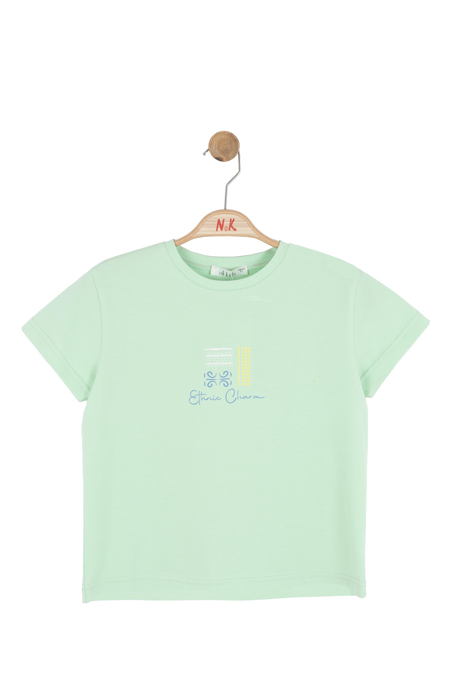 Nk kids Kız Çocuk 8-14 Yaş Baskılı Kısa Kol T- Shirt Mint