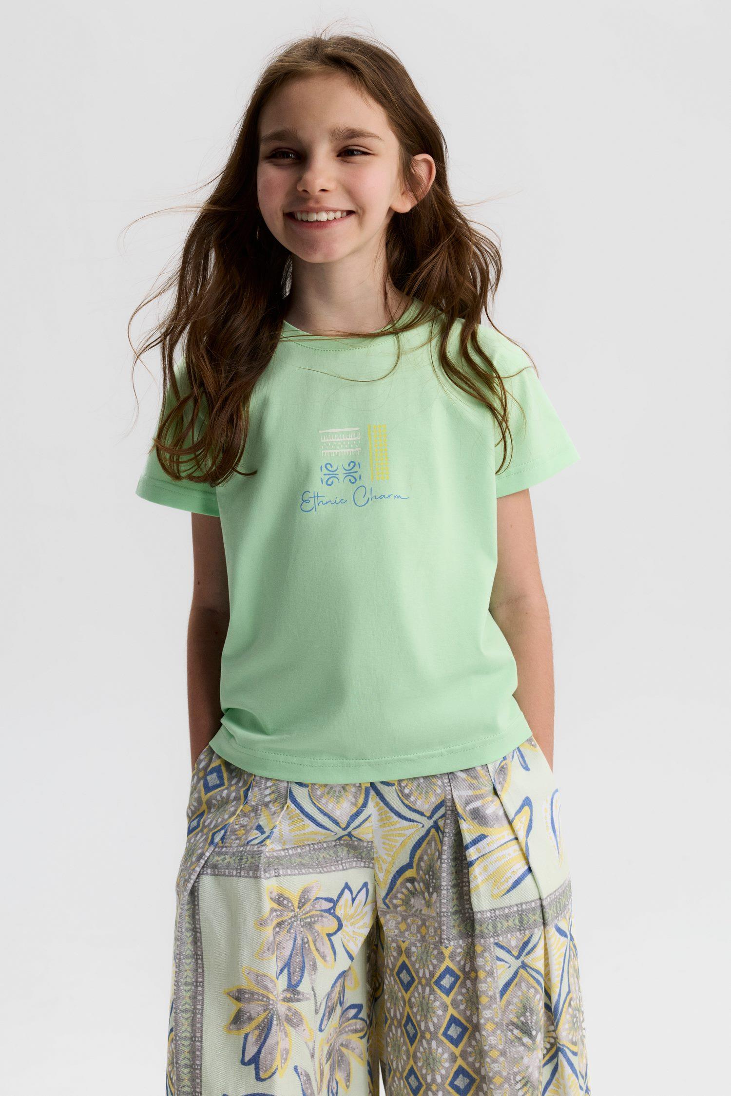 Nk kids Kız Çocuk 8-14 Yaş Baskılı Kısa Kol T- Shirt Mint