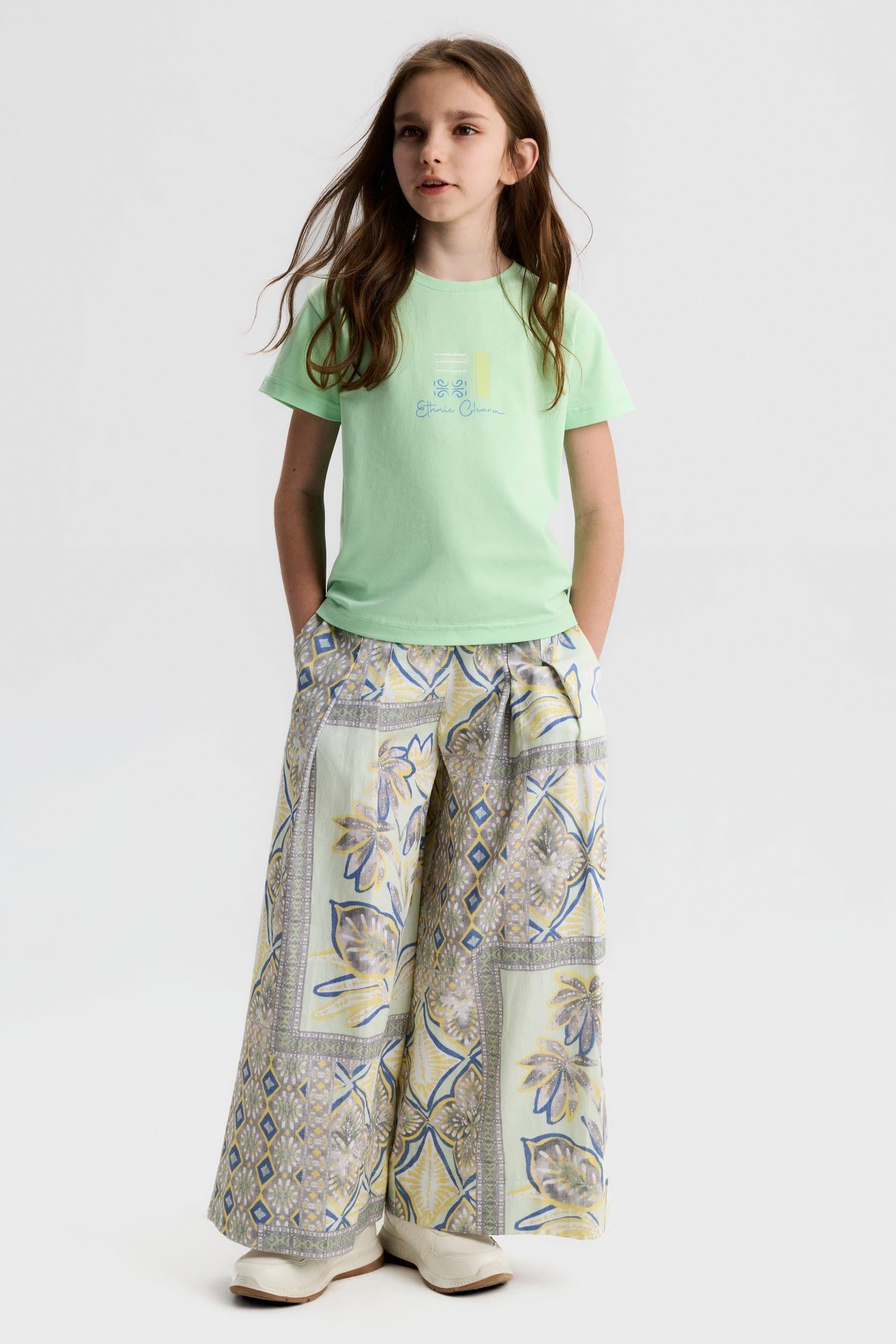 Nk kids Kız Çocuk 8-14 Yaş Baskılı Kısa Kol T- Shirt Mint