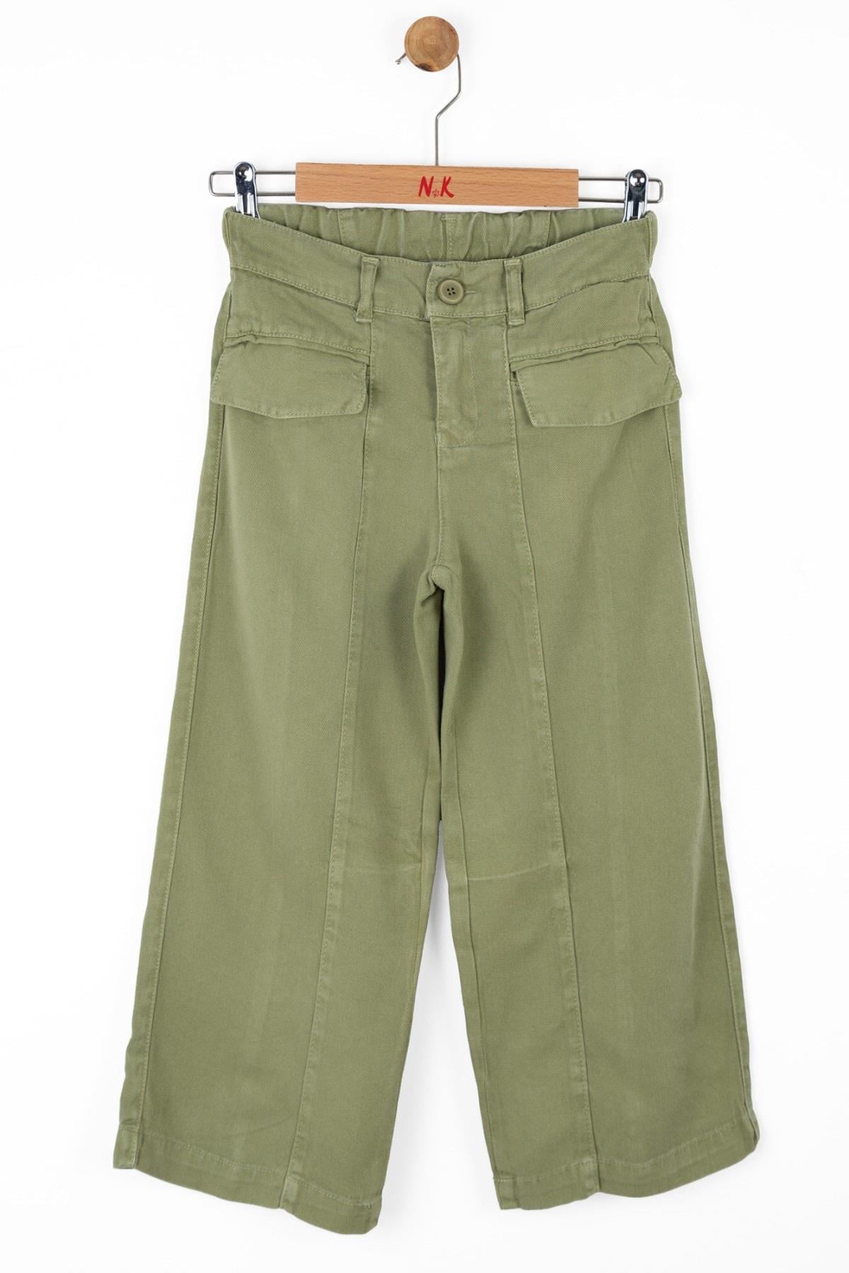 Nk Kids Kız Çocuk 8-14 Yaş Bol Paça Keten Pantolon 56710 Haki