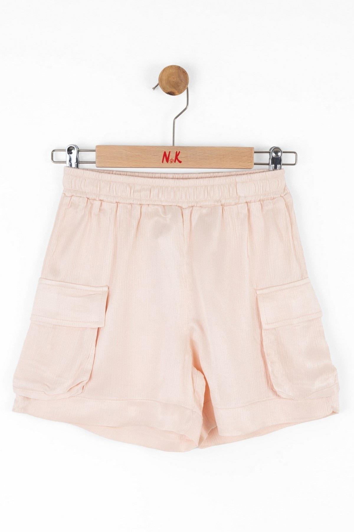 Nk Kids Kız Çocuk 8-14 Yaş Cep Detaylı Jakarlı Saten Şort 58340 Somon