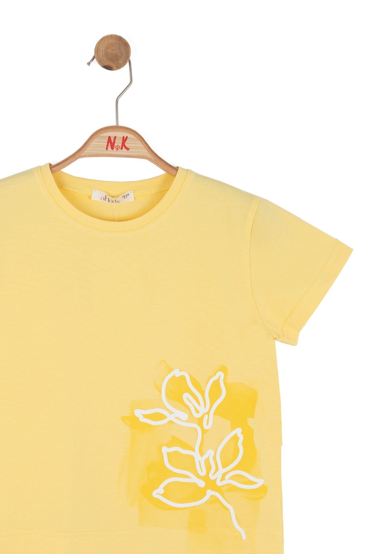 Nk Kids Kız Çocuk 8-14 Yaş Çiçek Baskılı Kısa Kol T-shirt Sarı