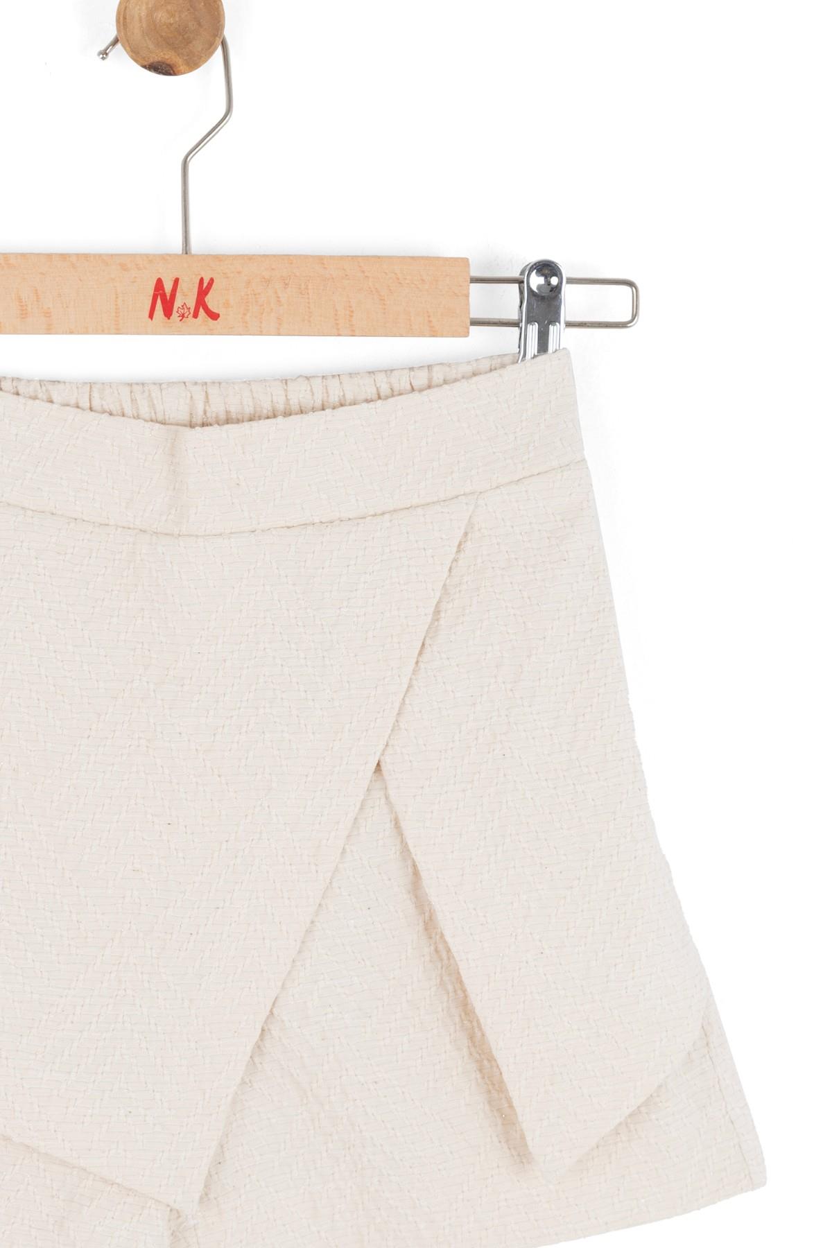 Nk Kids Kız Çocuk 8-14 Yaş Kabartma Dokulu Şort Etek Krem