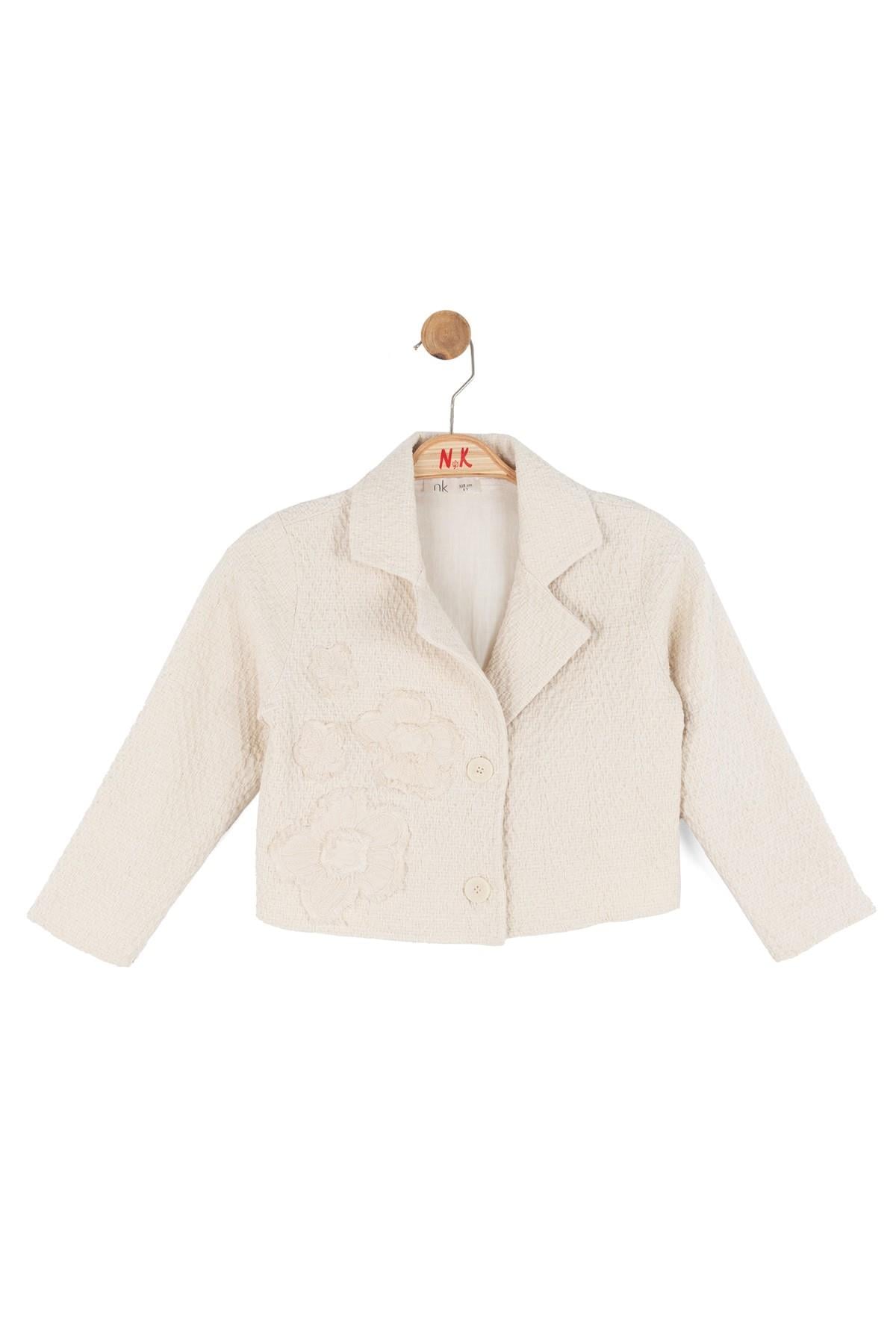 Nk Kids Kız Çocuk 8-14 Yaş Kabartma Dokulu Motifli Ceket Krem