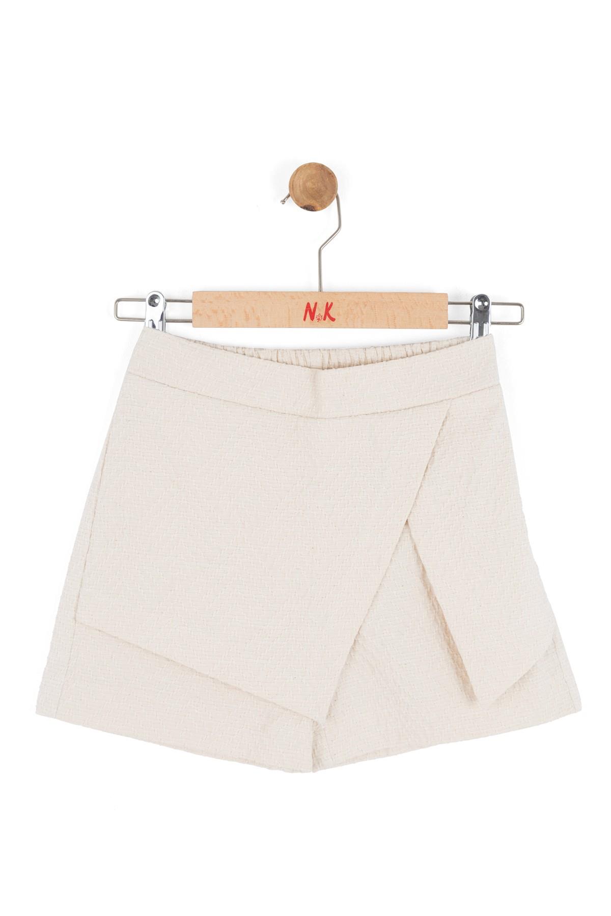 Nk Kids Kız Çocuk 8-14 Yaş Kabartma Dokulu Şort Etek Krem