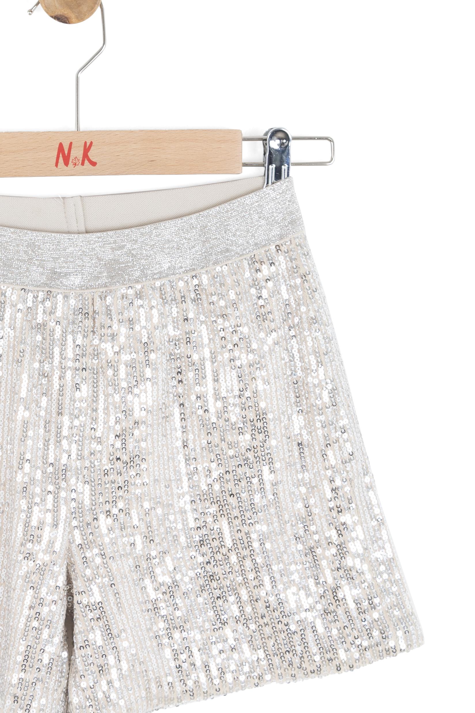 Nk Kids Kız Çocuk 8-14 Yaş Lastikli Bel Payetli Şort Krem