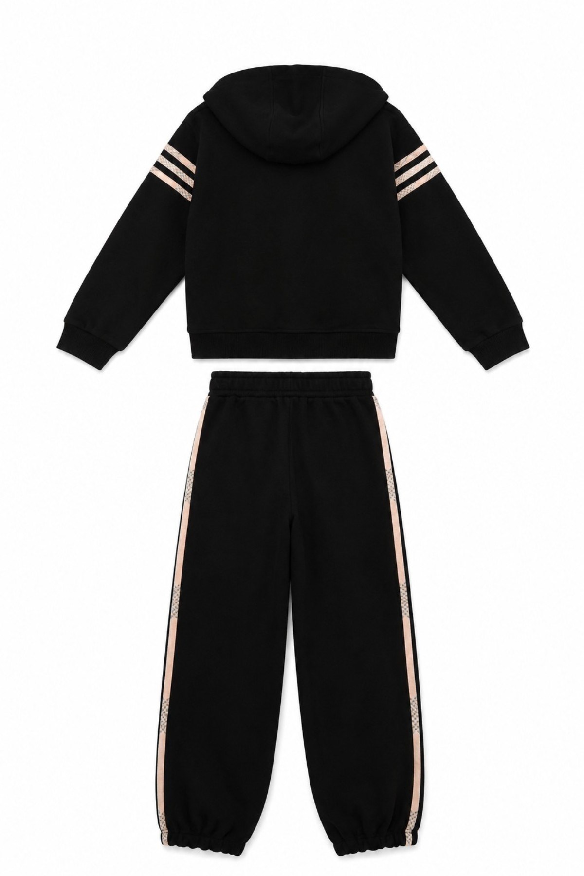 Nk Kids Kız Çocuk 8-14 Yaş Şerit Detaylı İkili Eşofman Takımı Siyah