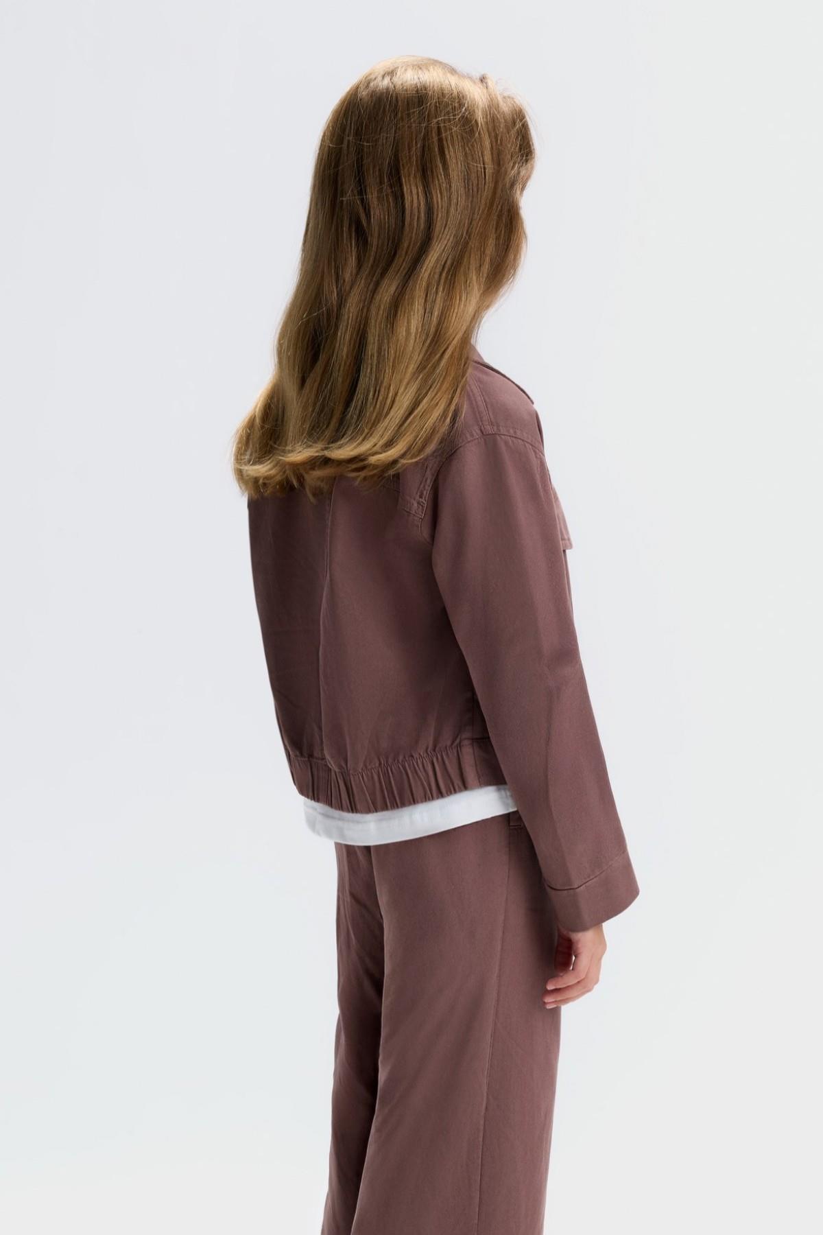 Nk Kids Kız Çocuk 8-14 Yaş Tensel Kumaş Mevsimlik Ceket Kahverengi