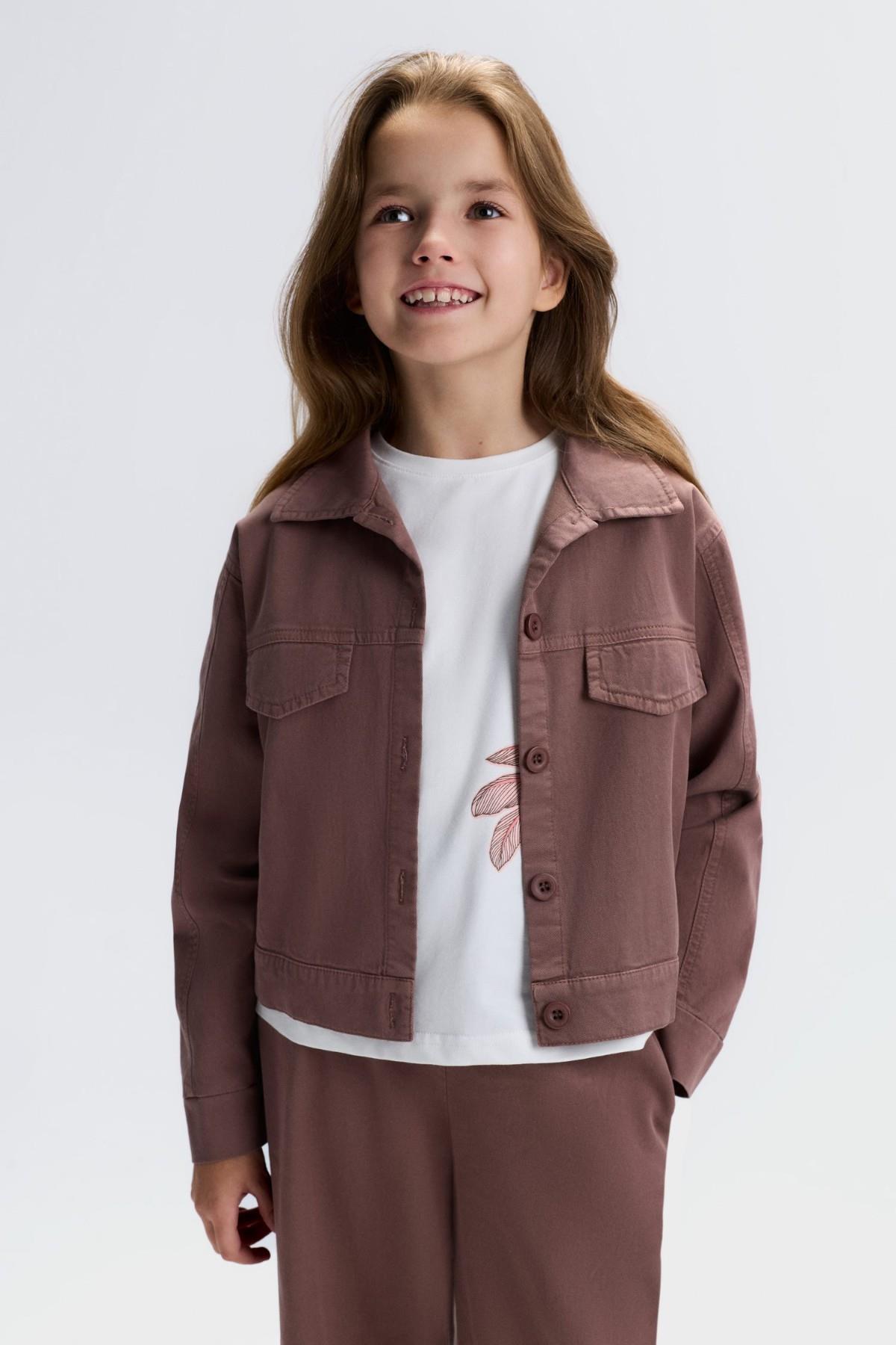 Nk Kids Kız Çocuk 8-14 Yaş Tensel Kumaş Mevsimlik Ceket Kahverengi
