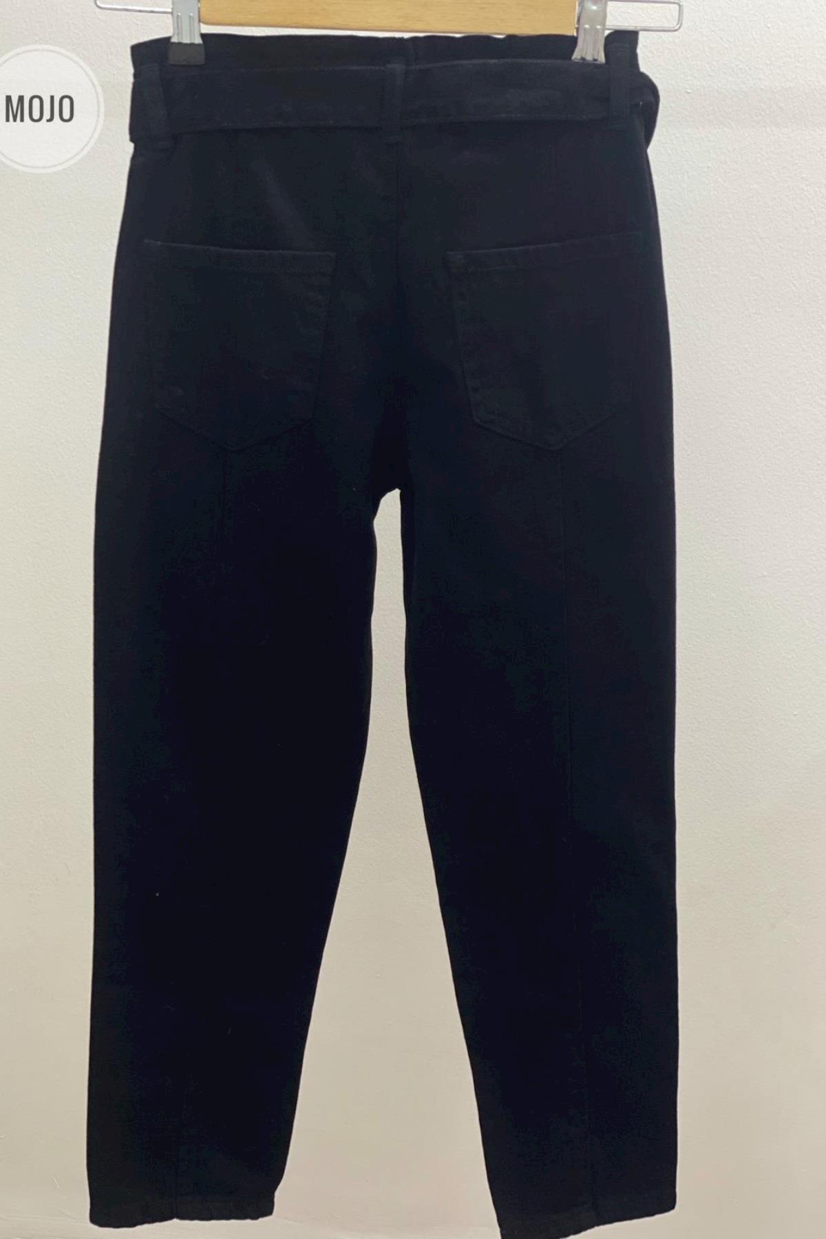 NK Kids Kız Çocuk Beli Lastikli Kemerli Pantolon 51719 Siyah