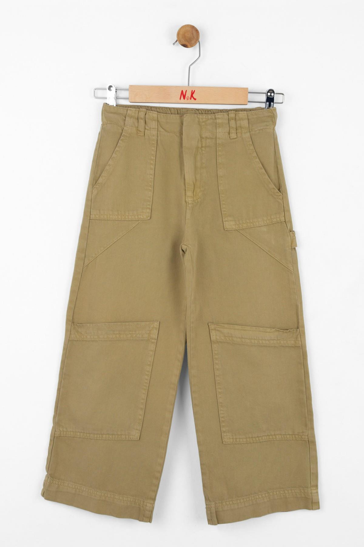 Nk Kids Kız Çocuk Bol Paça Cepli Denim Pantolon 56706 Haki