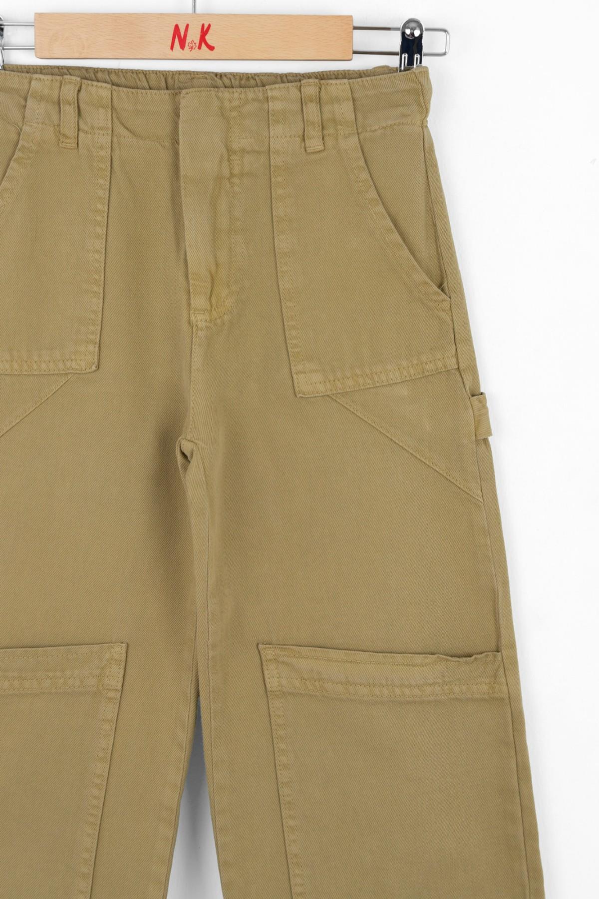 Nk Kids Kız Çocuk Bol Paça Cepli Denim Pantolon 56706 Haki