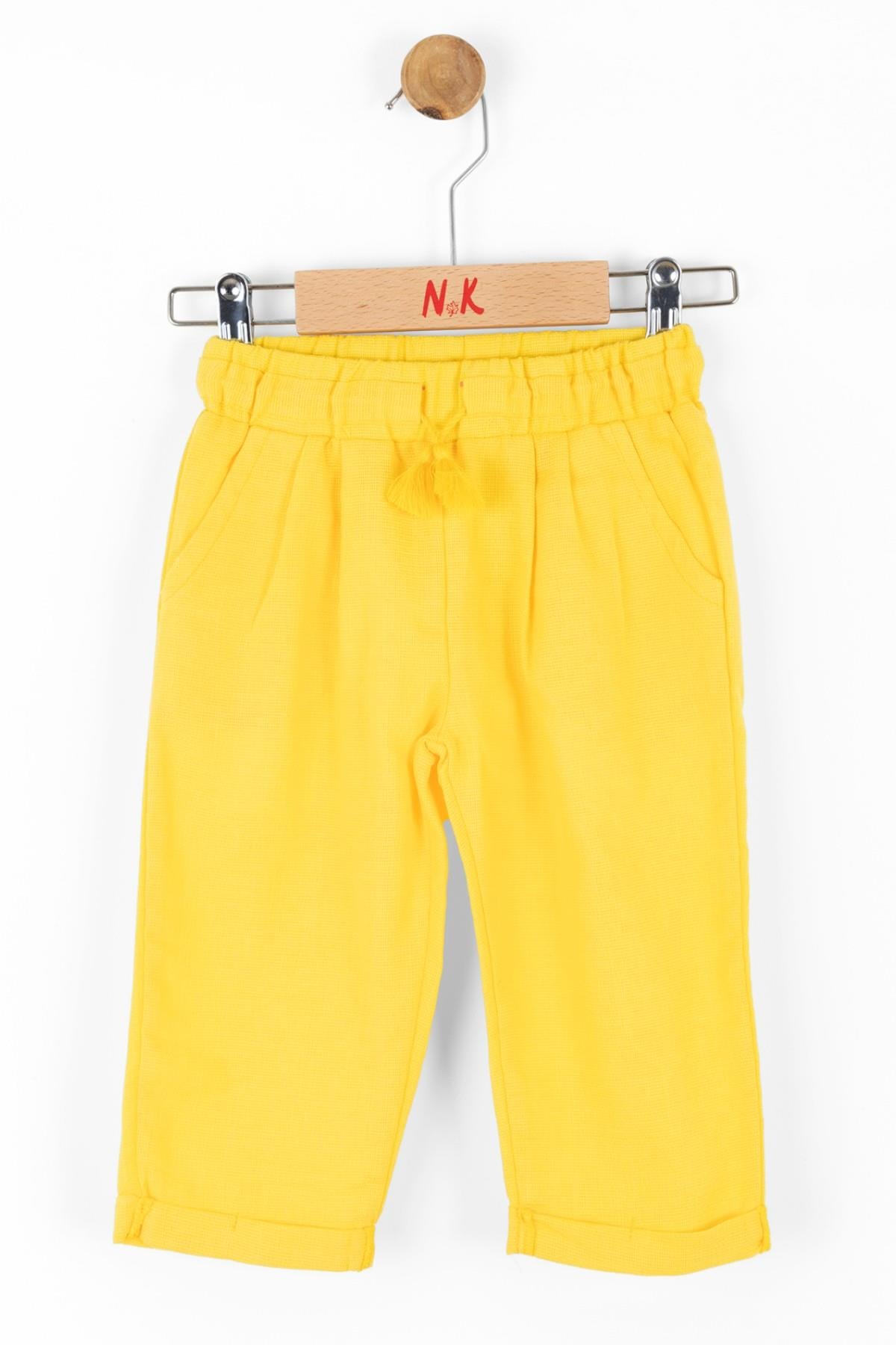Nk Kids Kız Çocuk Duble Paça %100 Pamuk Pantolon 56613 Sarı