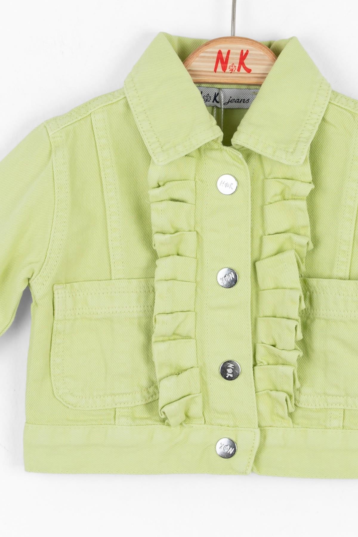 Nk Kids Kız Çocuk Fırfırlı Renkli Denim Ceket 36702 Yeşil