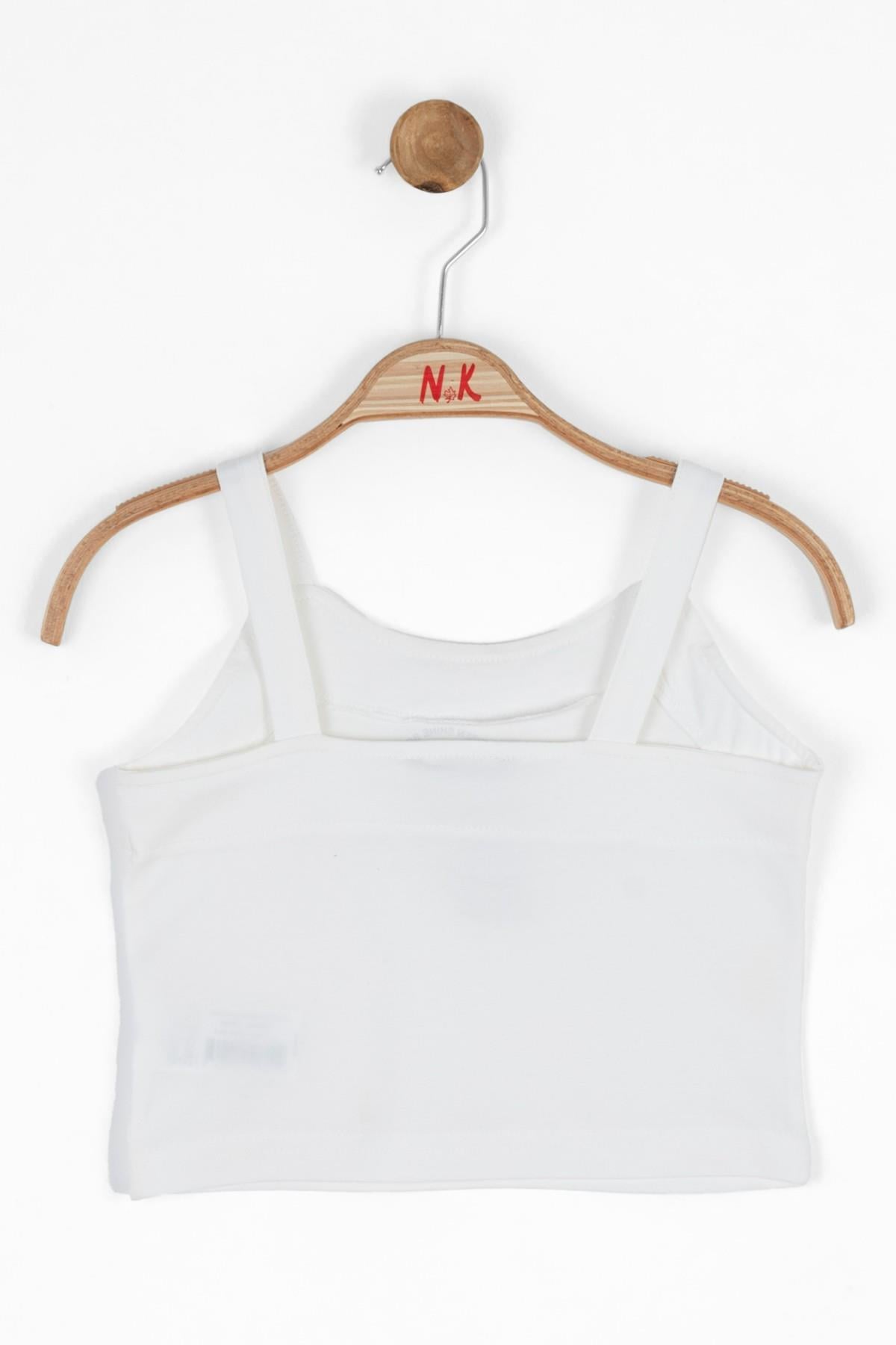 Nk Kids Kız Çocuk Palmiye İşlemeli Askılı Crop 36400 Ekru