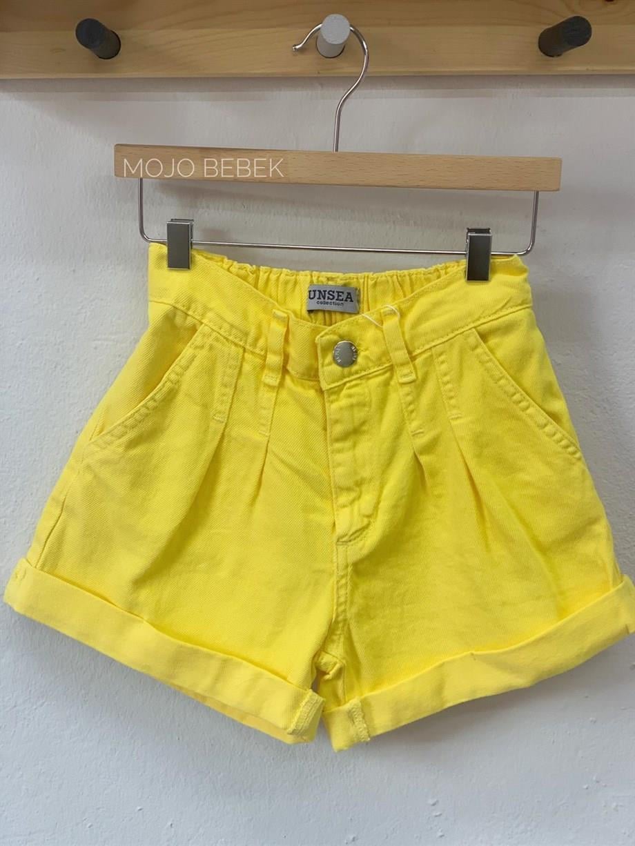 NK Kids Kız Çocuk Pileli Lastikli Bel Şort 52701 Sarı