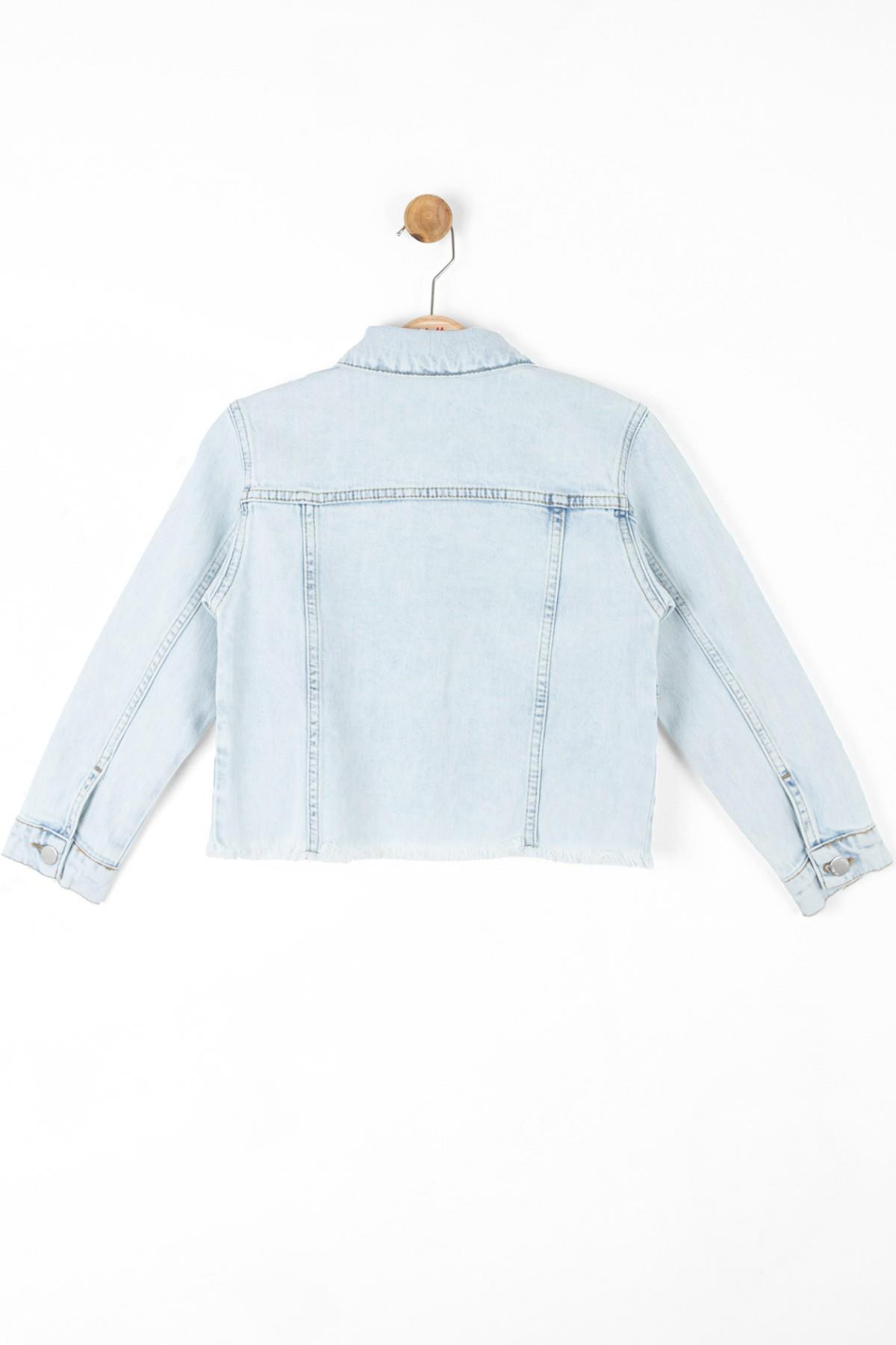 Nk Kids Püsküllü Crop Denim Ceket 36708 Kot Mavi