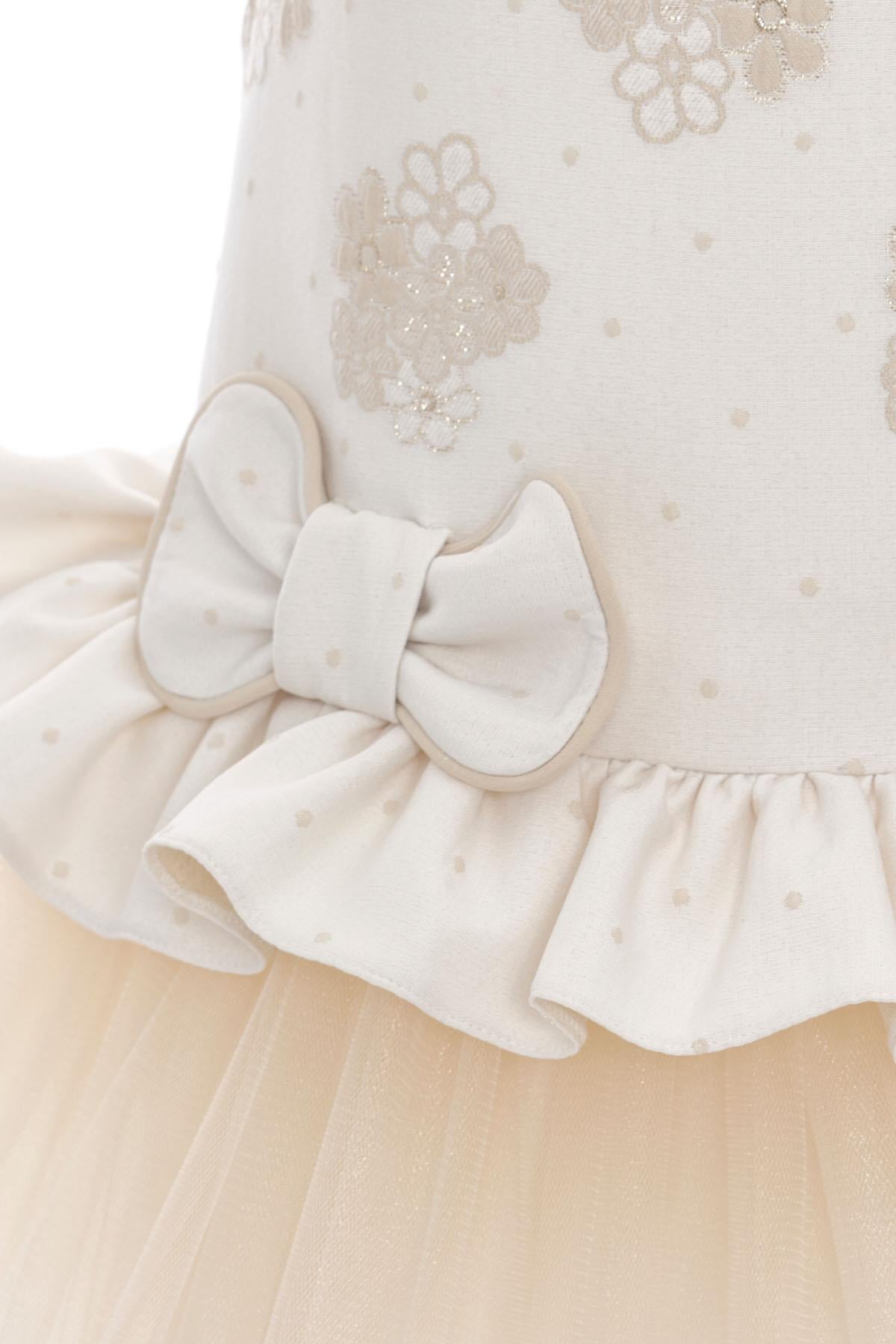 Pamina Kız Bebek 6-24 Ay Fiyonk Detaylı Prenses Tütü Elbise Bej