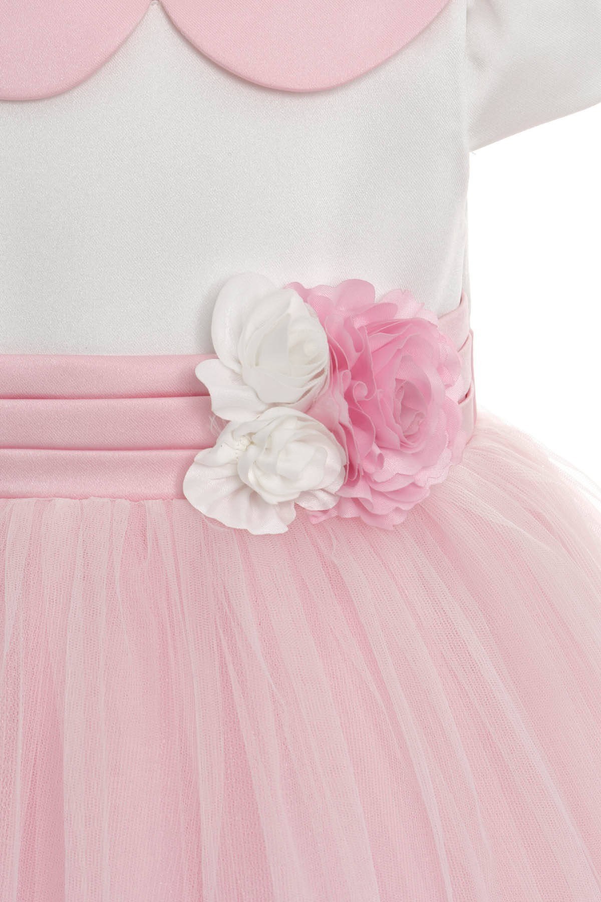 Pamina Kız Bebek 6 Ay-24 Ay Bebe Yaka Güpürlü Elbise Pembe