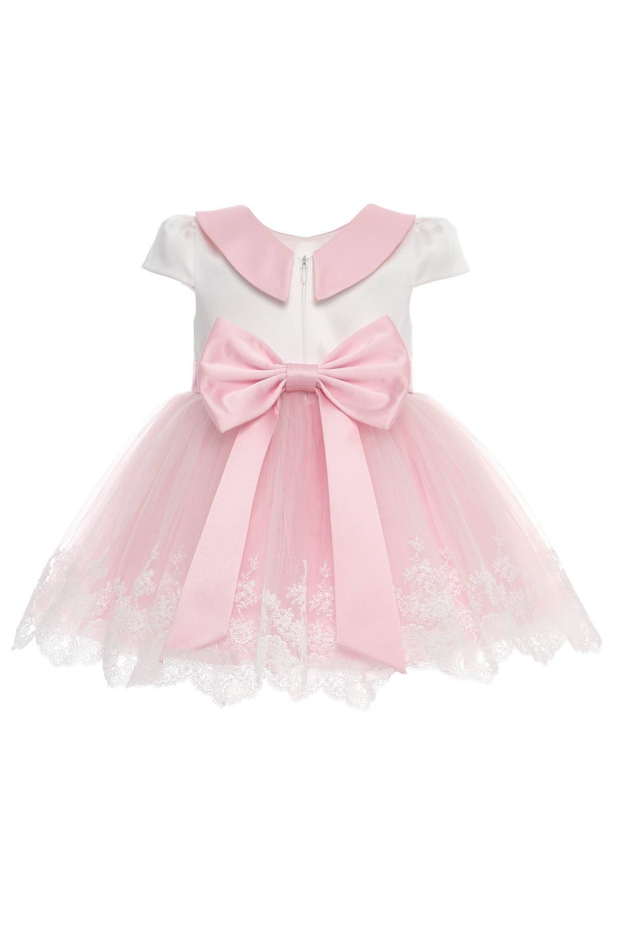 Pamina Kız Bebek 6 Ay-24 Ay Bebe Yaka Güpürlü Elbise Pembe