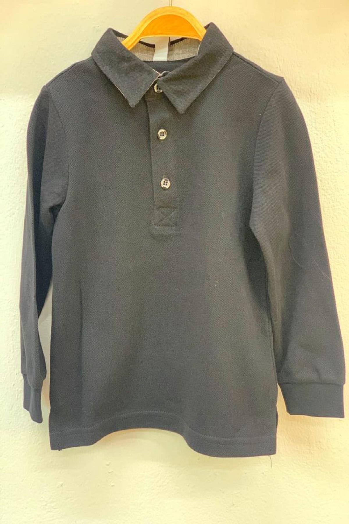 Panço Erkek Çocuk Lacoste Yakalı Uzun Kol T-shirt 9930851 Siyah