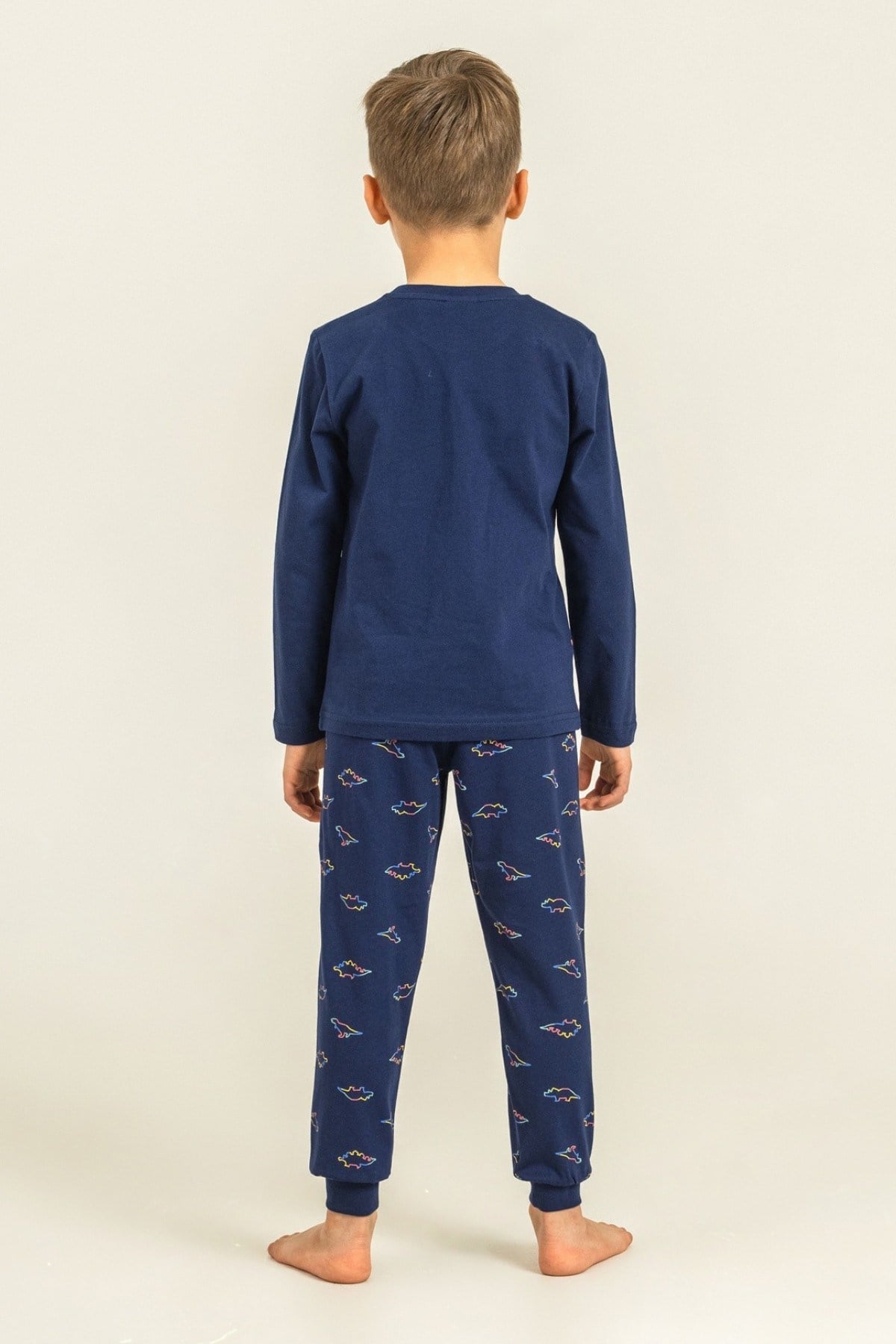Rolypoly Erkek Çocuk 3-9 Yaş Dinazor Desenli Pijama Takımı Lacivert