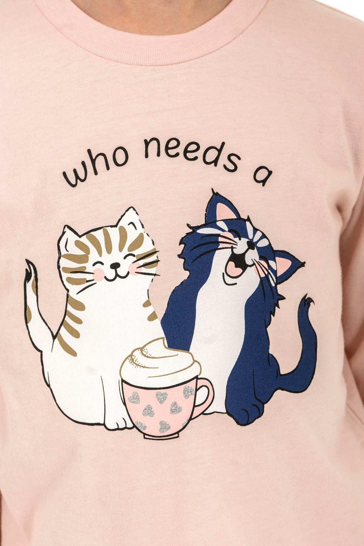 Rolypoly Kız Çocuk 3-9 Yaş Anne- Kız Desenli Pijama Takımı Pudra