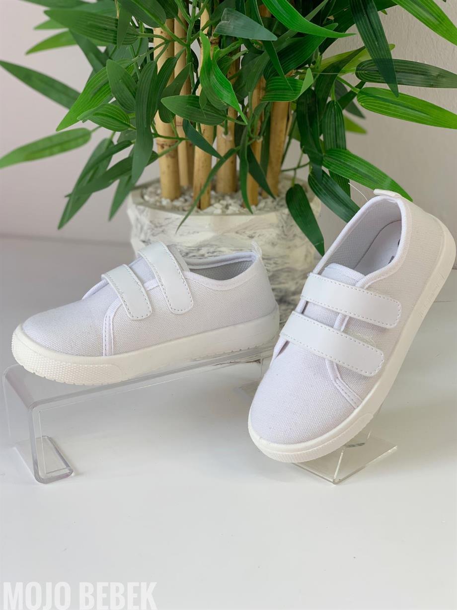 Sanbe Unisex Çocuk Cırtlı Keten Ayakkabı 402 N 106 Beyaz
