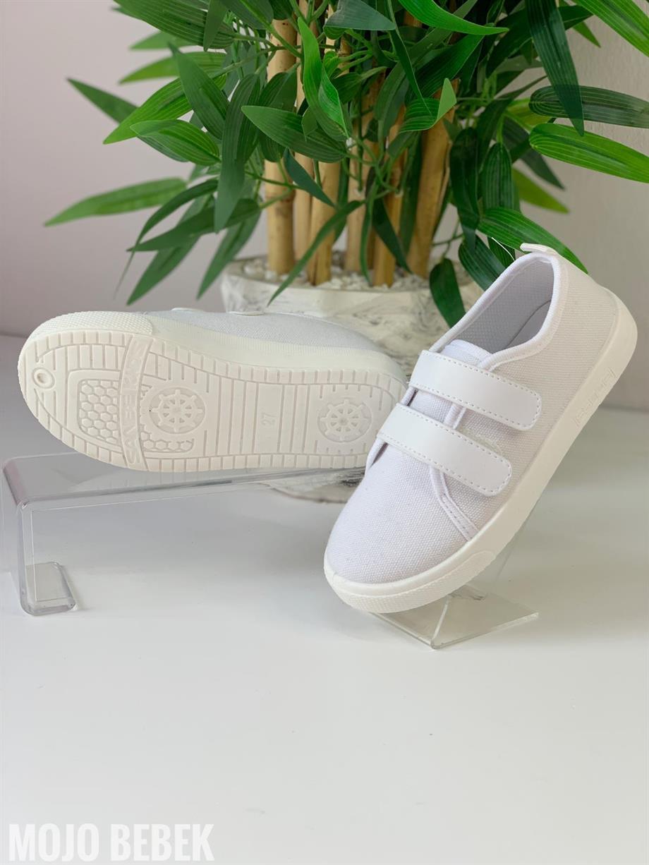 Sanbe Unisex Çocuk Cırtlı Keten Ayakkabı 402 N 106 Beyaz