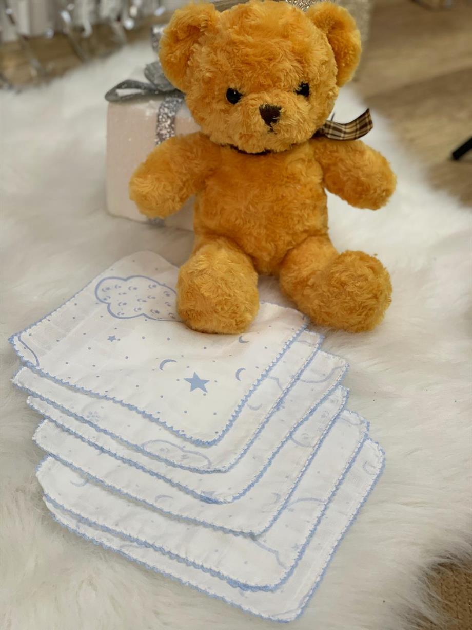 Sebi Bebek Desenli 6'lı Ağız Mendili 7554 Mavi