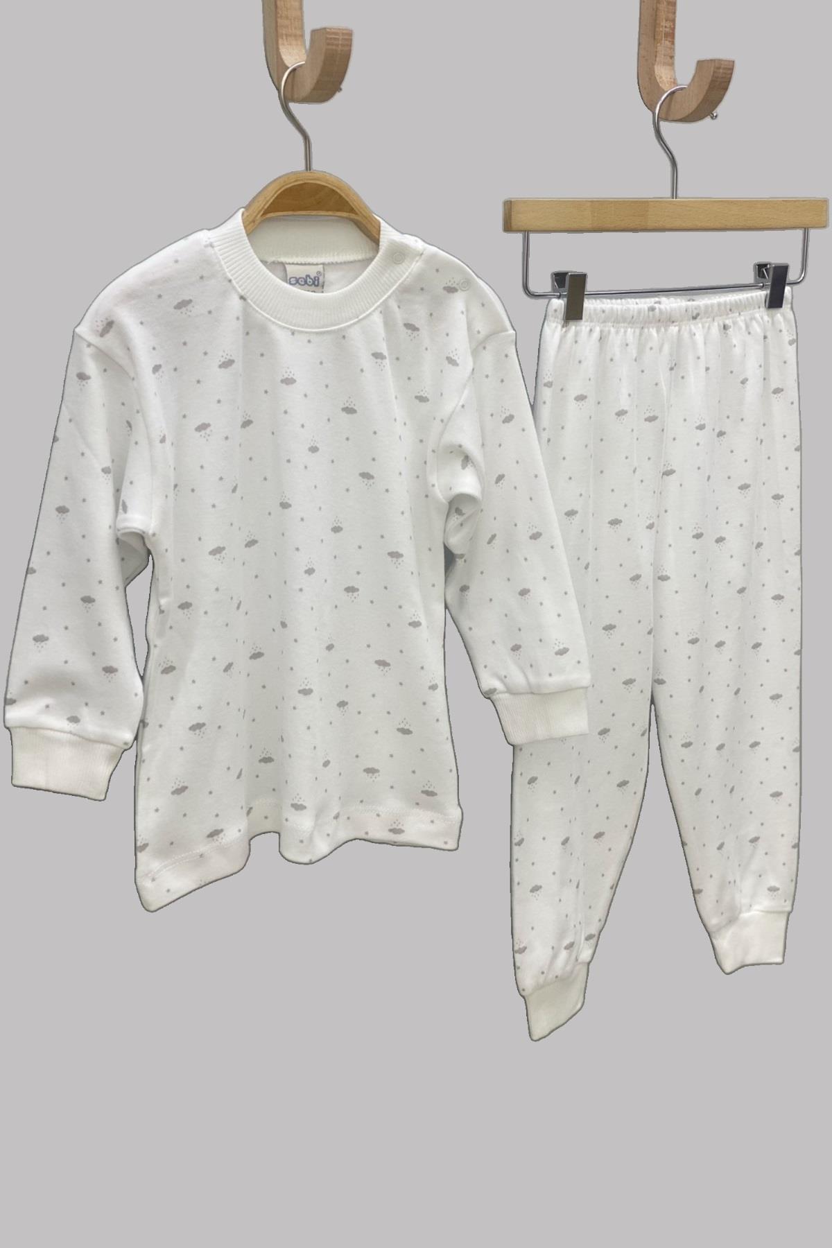Sebi Bulut Desenli Pijama Takımı 2407 Krem