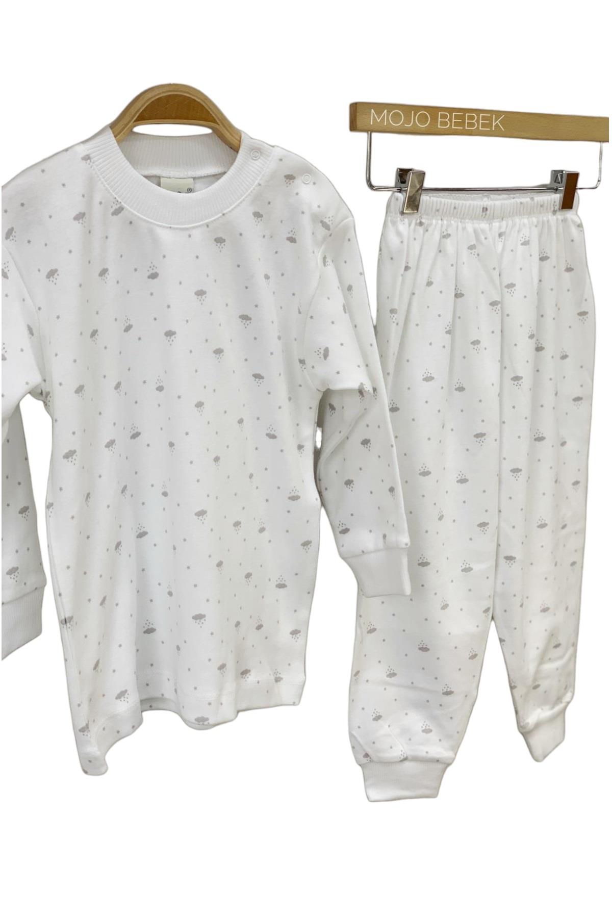 Sebi Bulut Desenli Pijama Takımı 2407 Beyaz