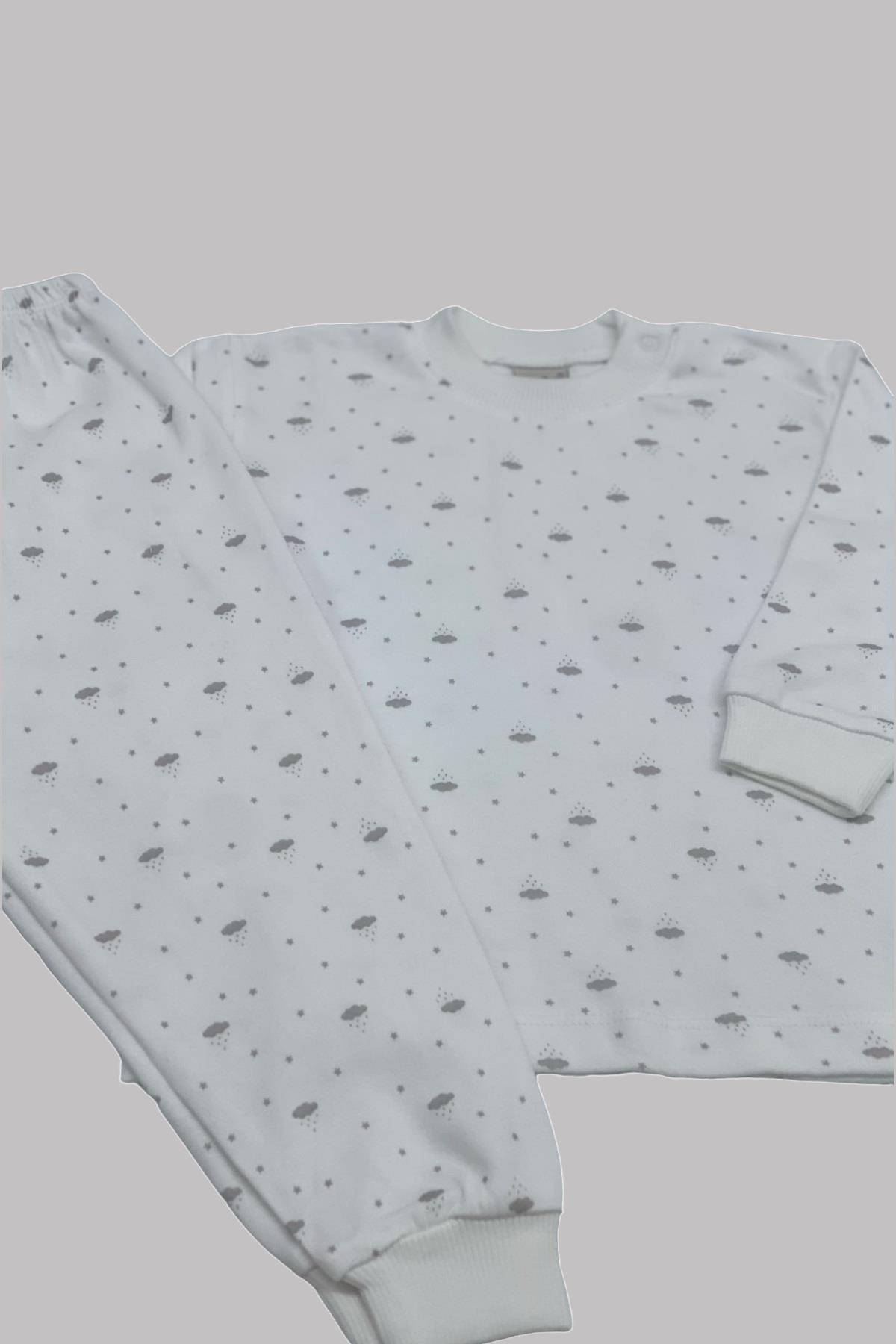 Sebi Bulut Desenli Pijama Takımı 2407 Krem