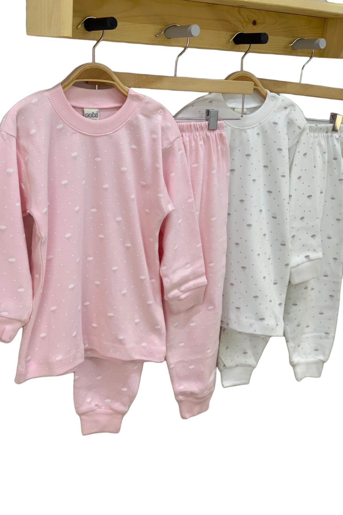 Sebi Bulut Desenli Pijama Takımı 2407 Beyaz