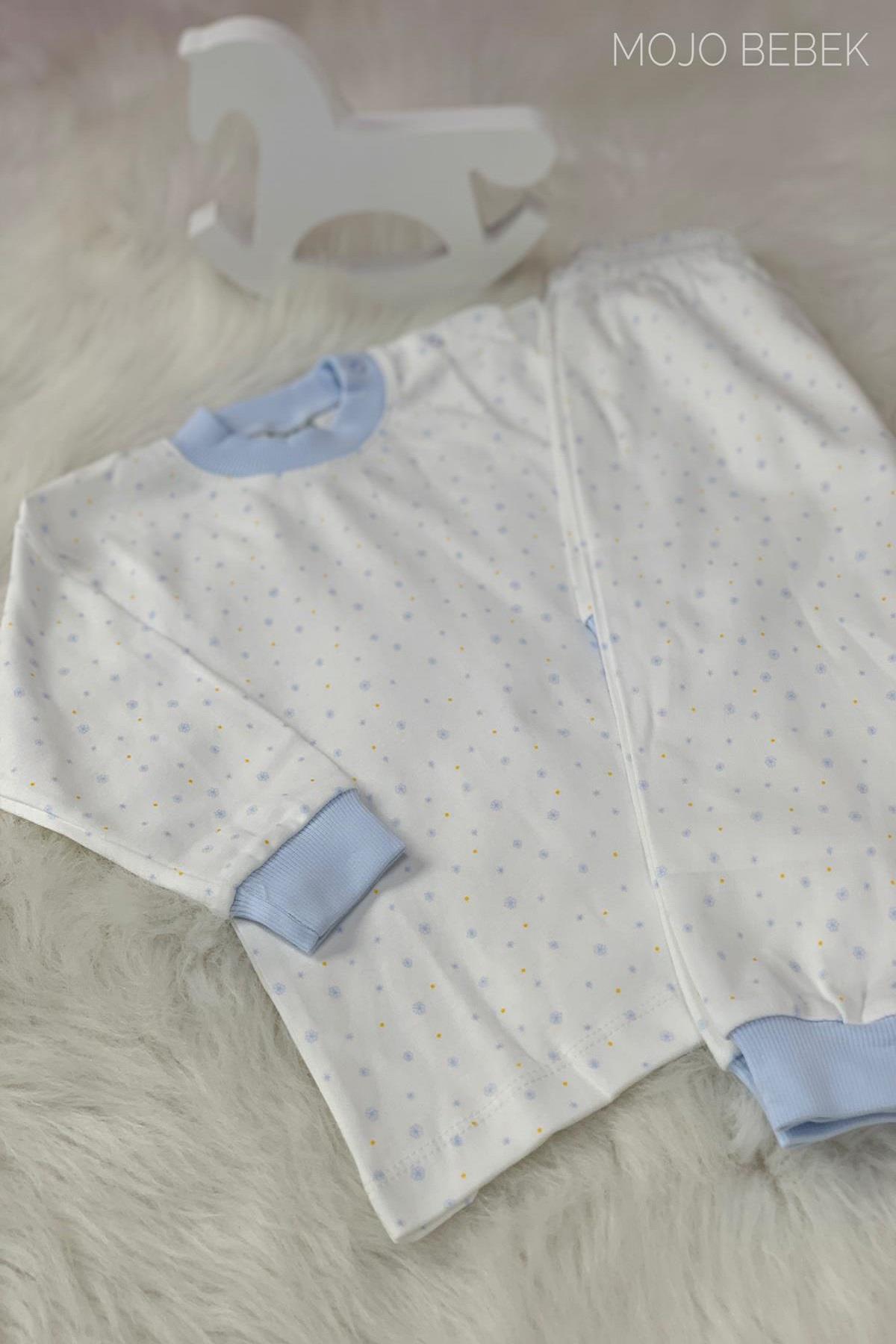 Sebi Kar Taneli Pijama Takımı 2230 Beyaz-Mavi