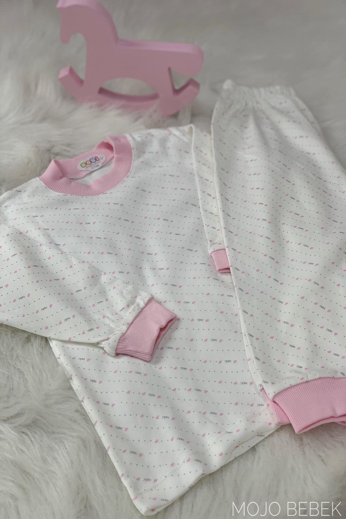 Sebi Kız Çocuk Kalpli Pijama Takımı 2115 Pembe