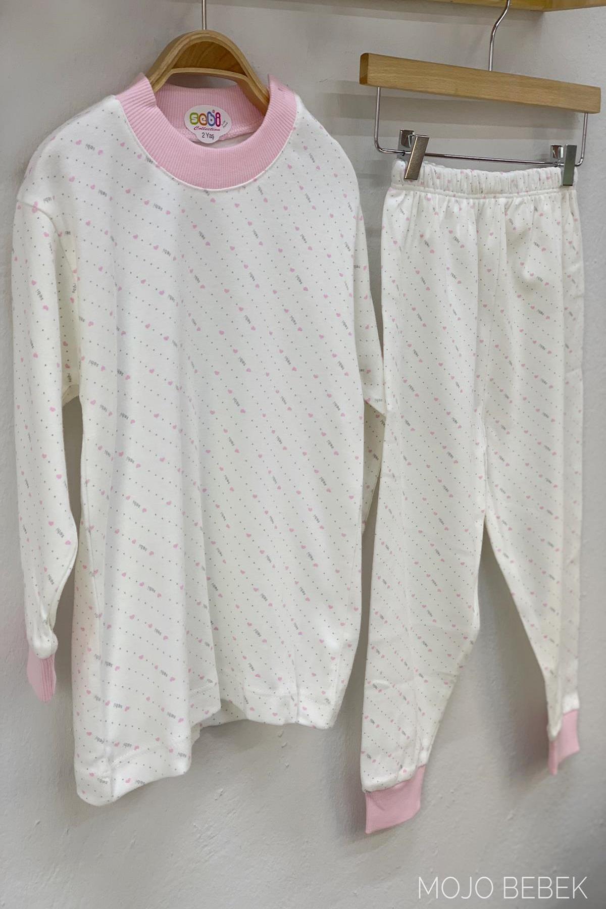 Sebi Kız Çocuk Kalpli Pijama Takımı 2115 Pembe