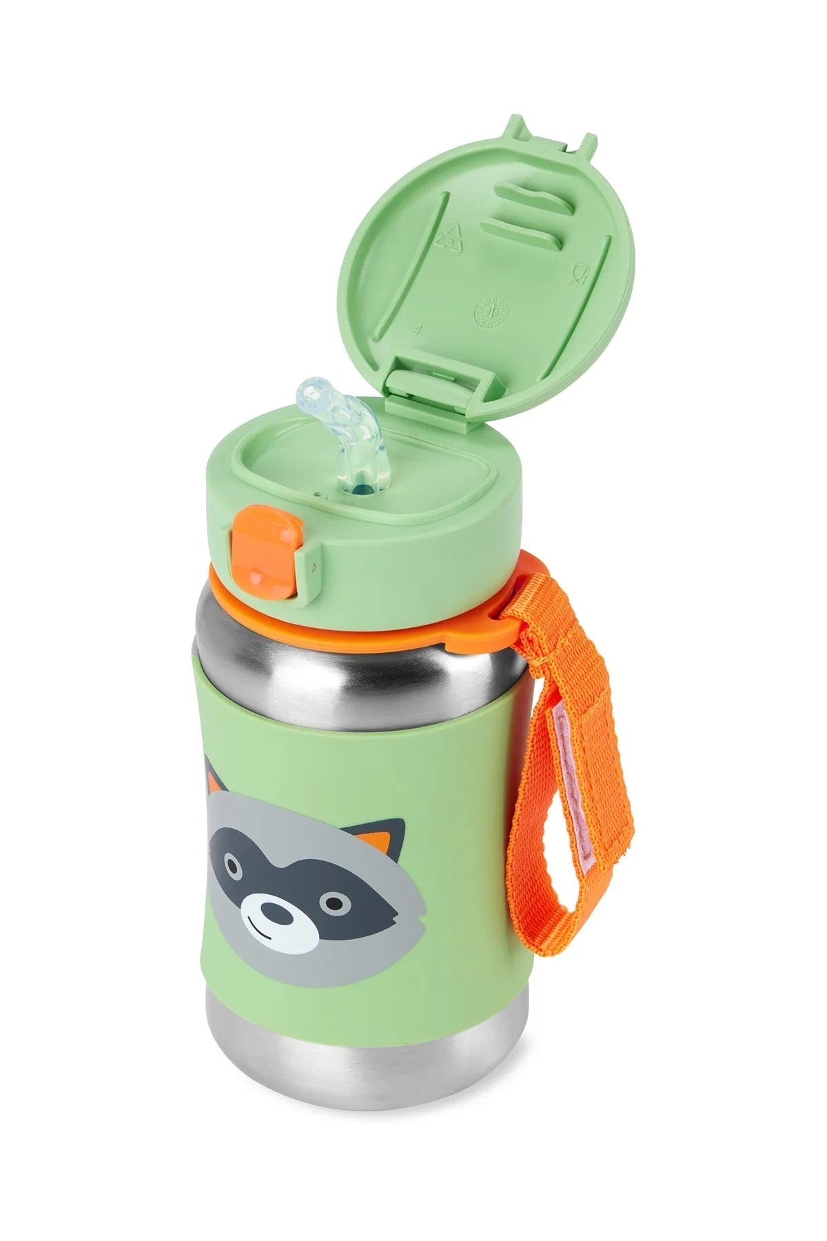 Skip Hop Erkek Çocuk Zoo Pipetli Paslanmaz Çelik Suluk Rakun Yeşil