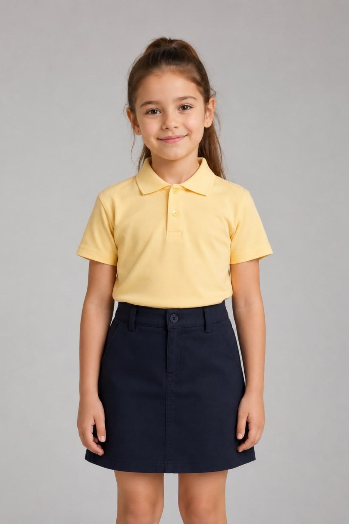 TR Unisex Çocuk Polo Yaka Kısa Kol Pamuklu Okul T-shirt Sarı