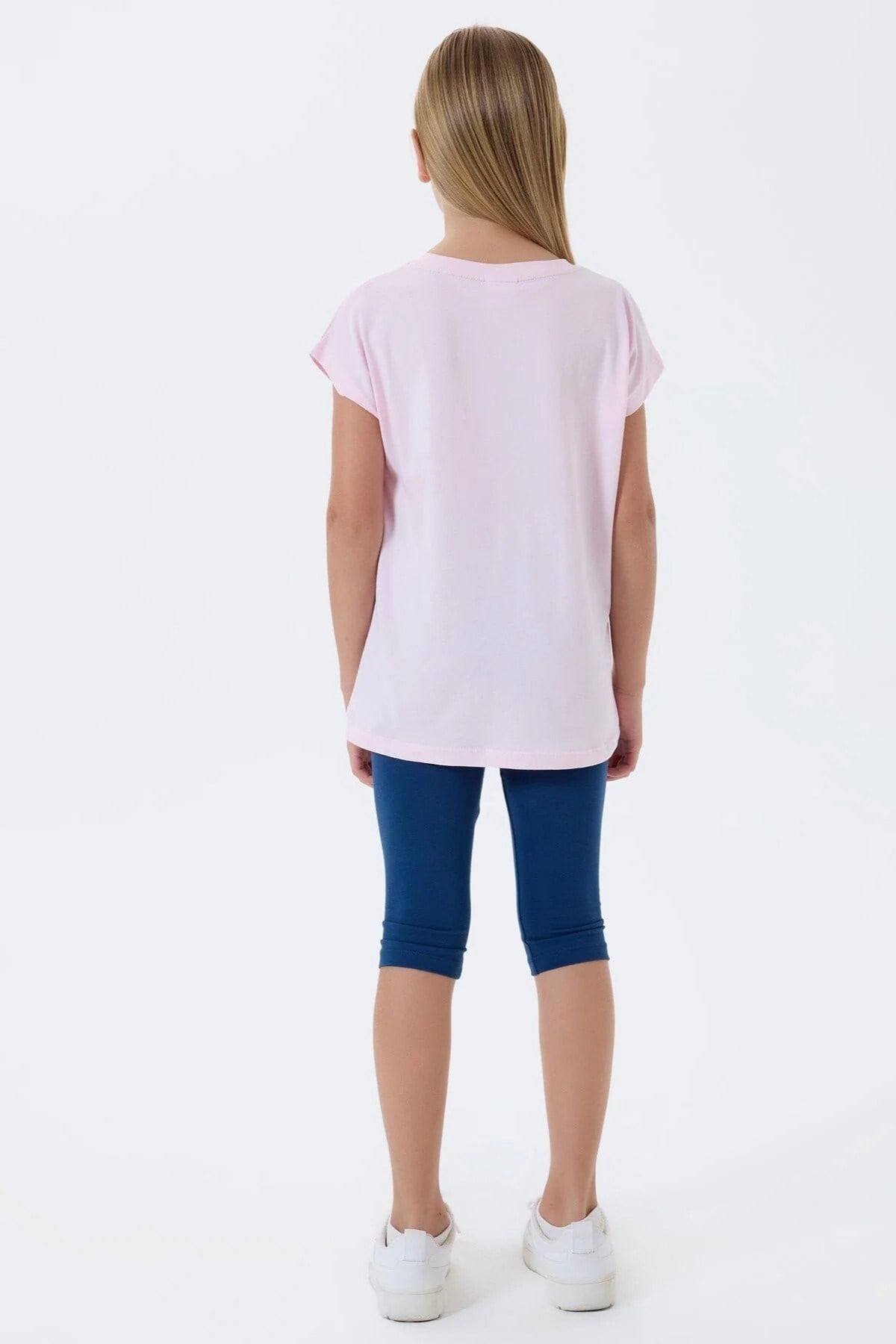 U.S. Polo Kız Çocuk 4-15 Yaş Desenli İkili Taytlı Takım Pudra