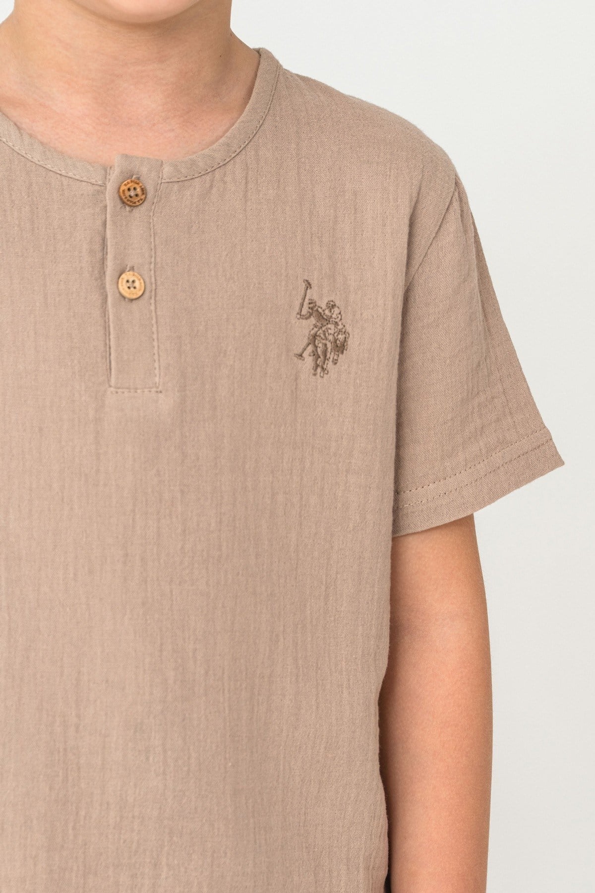 U.S. Polo Erkek Çocuk 4-14 Yaş Şortlu Müslin Takım Bej