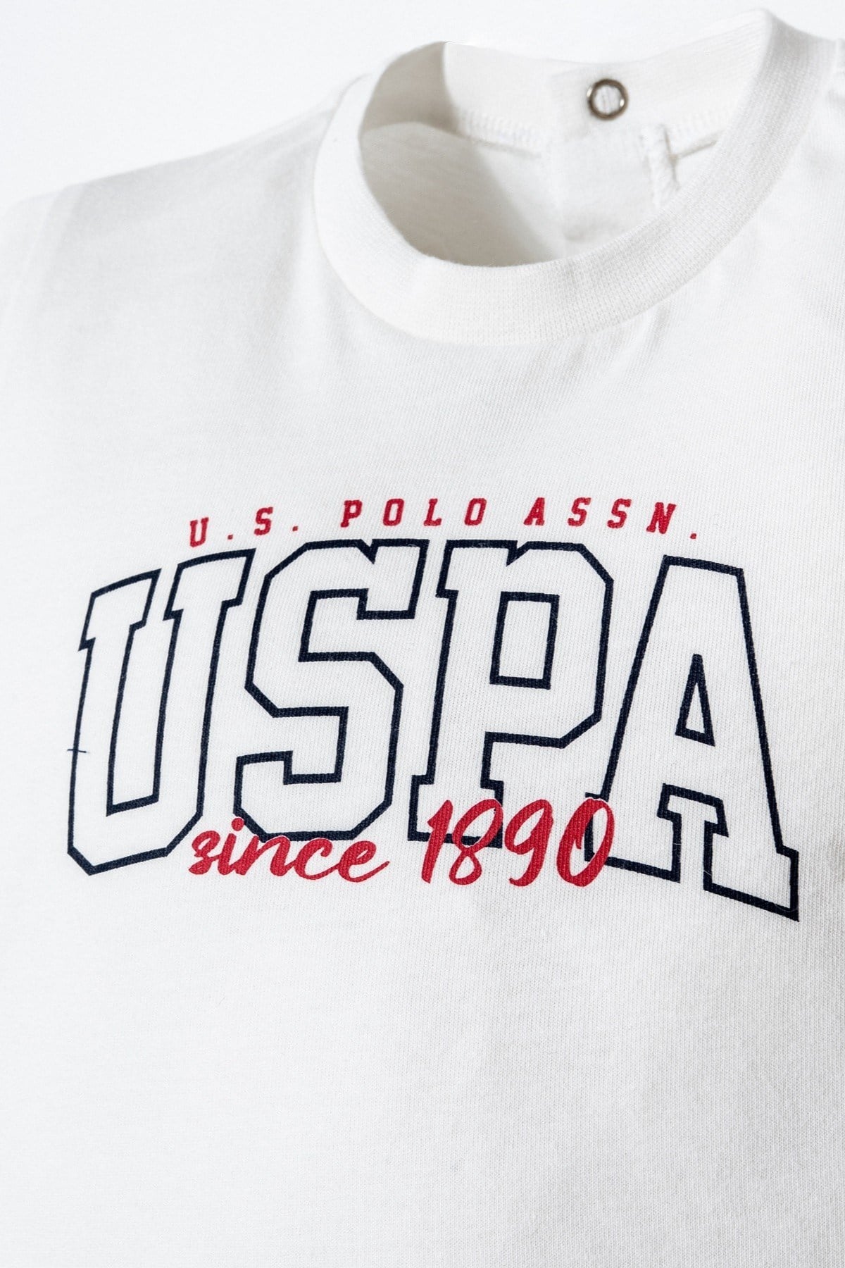 U.S. Polo Erkek Bebek 6 Ay- 3 Yaş Logo Baskılı Şortlu Takım Beyaz